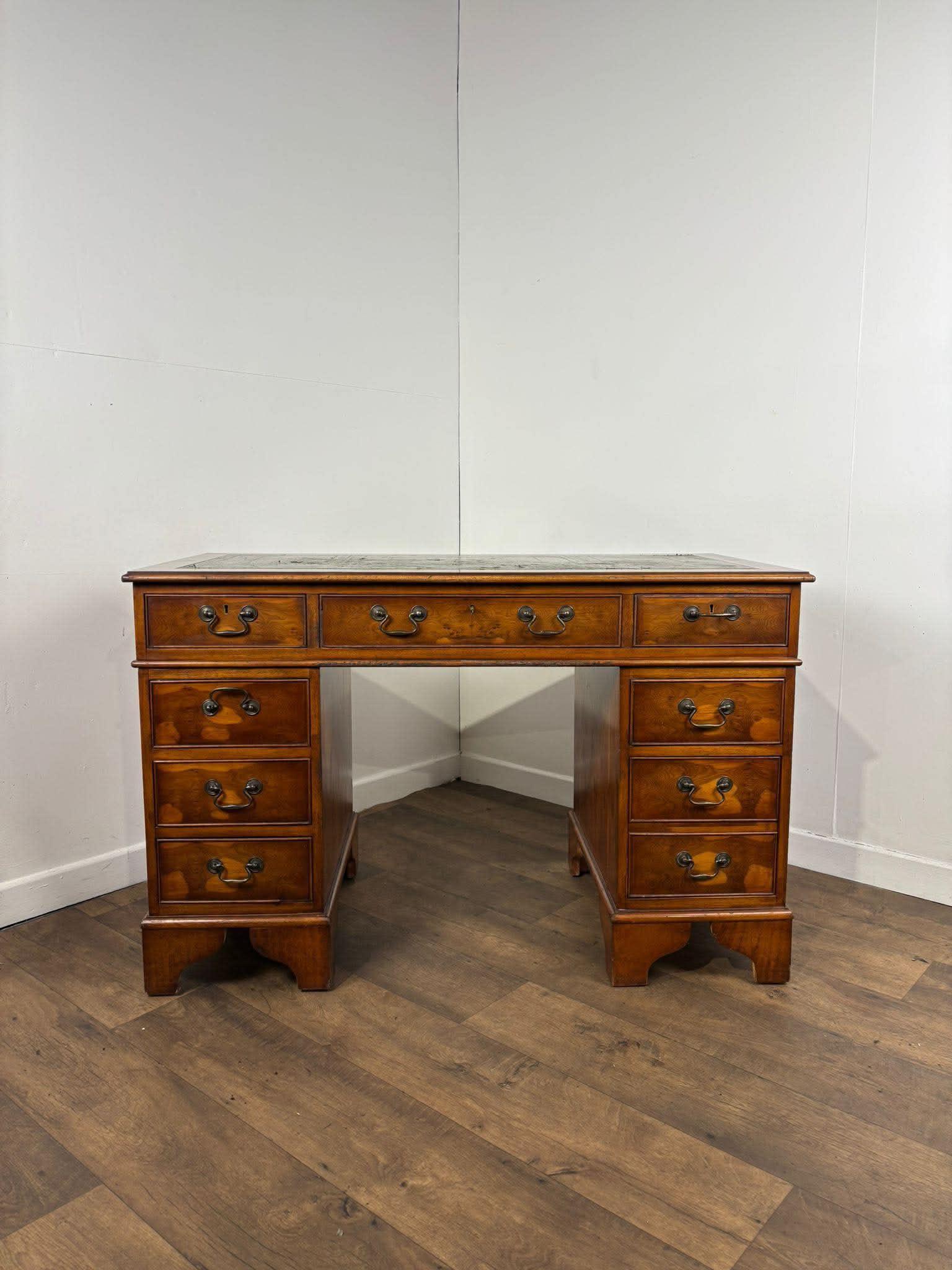 Reproduction Yew Wood Twin Pedestal Desk (1 of 15) Reproduction Yew Wood Twin Pedestal Desk (1 of 15)