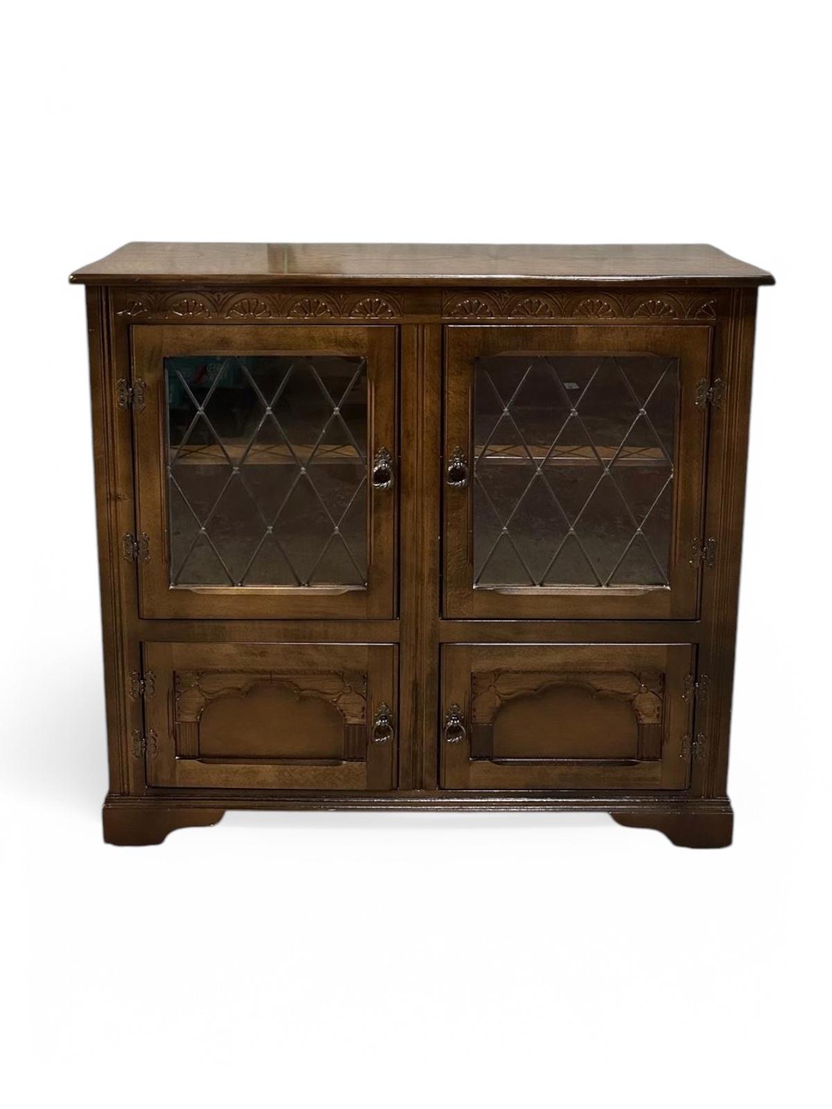 Vintage Glazed Bookcase and Cabinet by Jaycee Furniture / Dark Brown / Made in England / Dated 1960s (1 of 9)