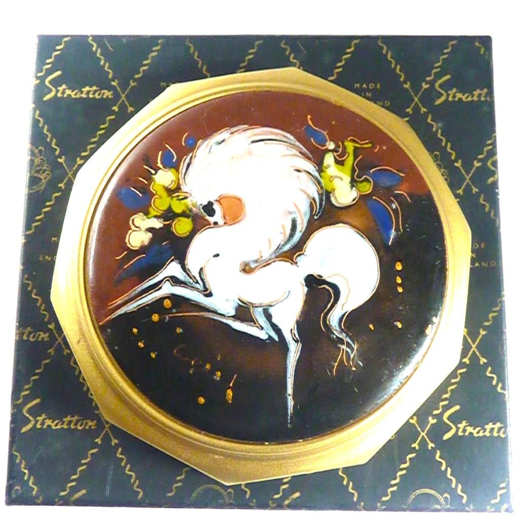 Hand Painted Enamel Horse Stratton Compact 1960s (1 of 6) Hand Painted Enamel Horse Stratton Compact 1960s (1 of 6)