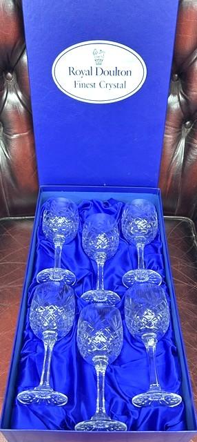 Vintage Set of 6 x Hand-cut Glass Crystal Wine Glasses in Original Presentation Box (1 of 6) Vintage Set of 6 x Hand-cut Glass Crystal Wine Glasses in Original Presentation Box (1 of 6)