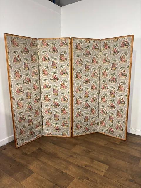 Vintage Four Panel Folding Bedroom Screen / Room Divider (1 of 12) Vintage Four Panel Folding Bedroom Screen / Room Divider (1 of 12)