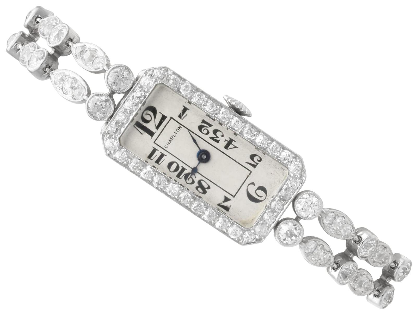Art Deco 5.44ct Diamond & Platinum Cocktail Watch c.1935 (1 of 21)