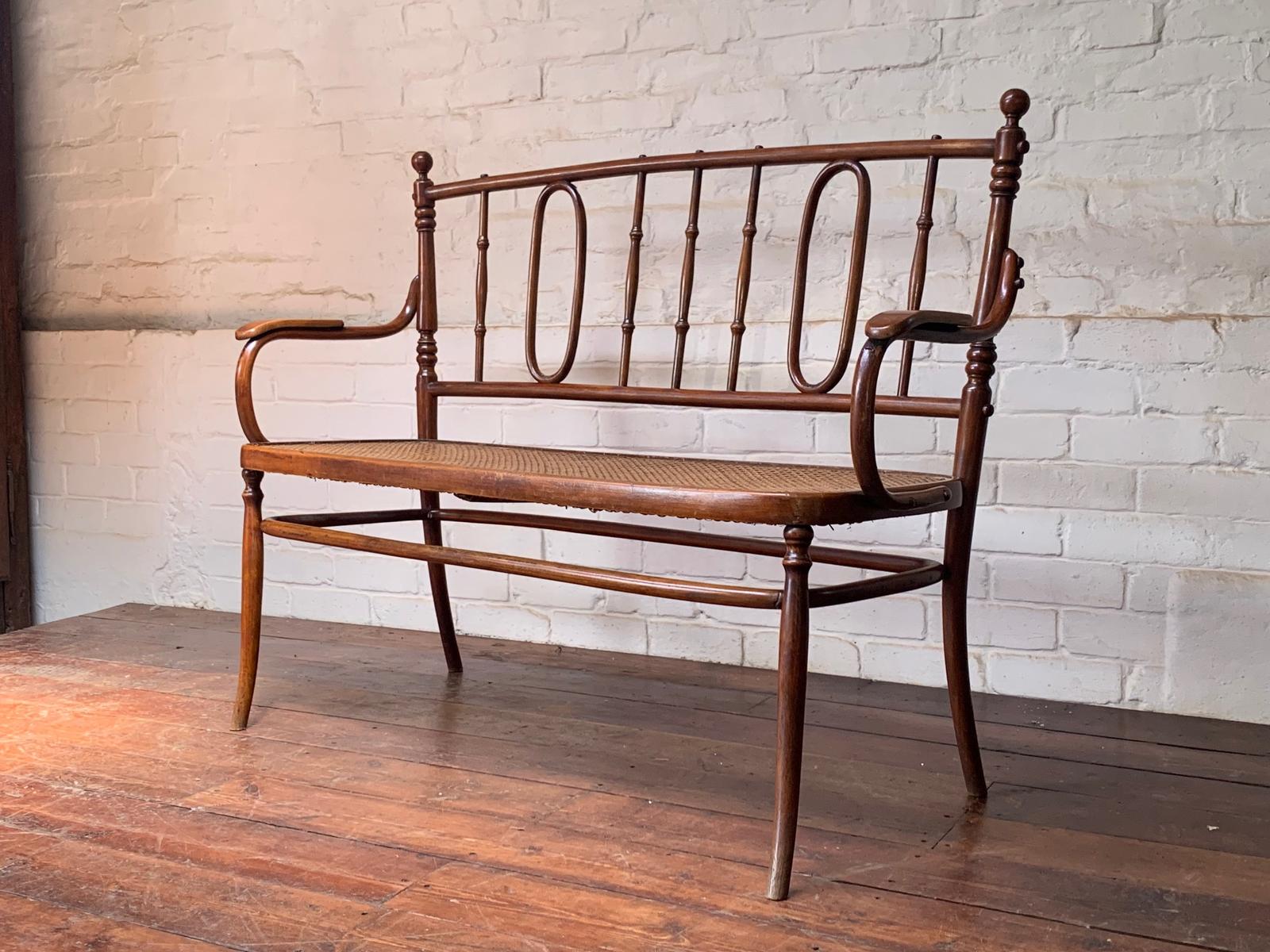 Elegant & Rare Bentwood & Rattan Bench by Michael Thonet, Vienna c.1920 (1 of 14) Elegant & Rare Bentwood & Rattan Bench by Michael Thonet, Vienna c.1920 (1 of 14)