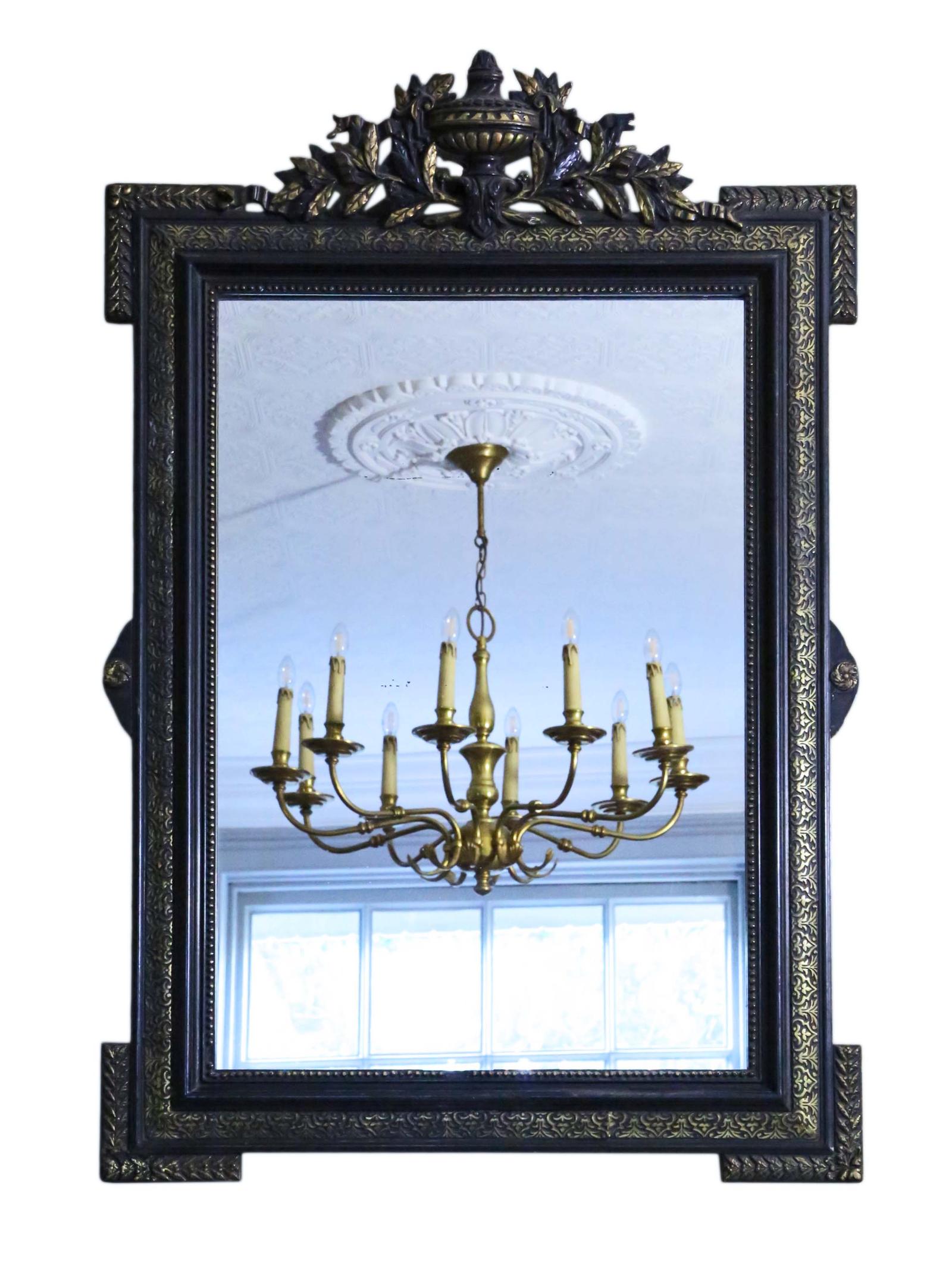 19th Century Large Quality Ebonised & Gilt Wall Mirror Overmantle (1 of 9)