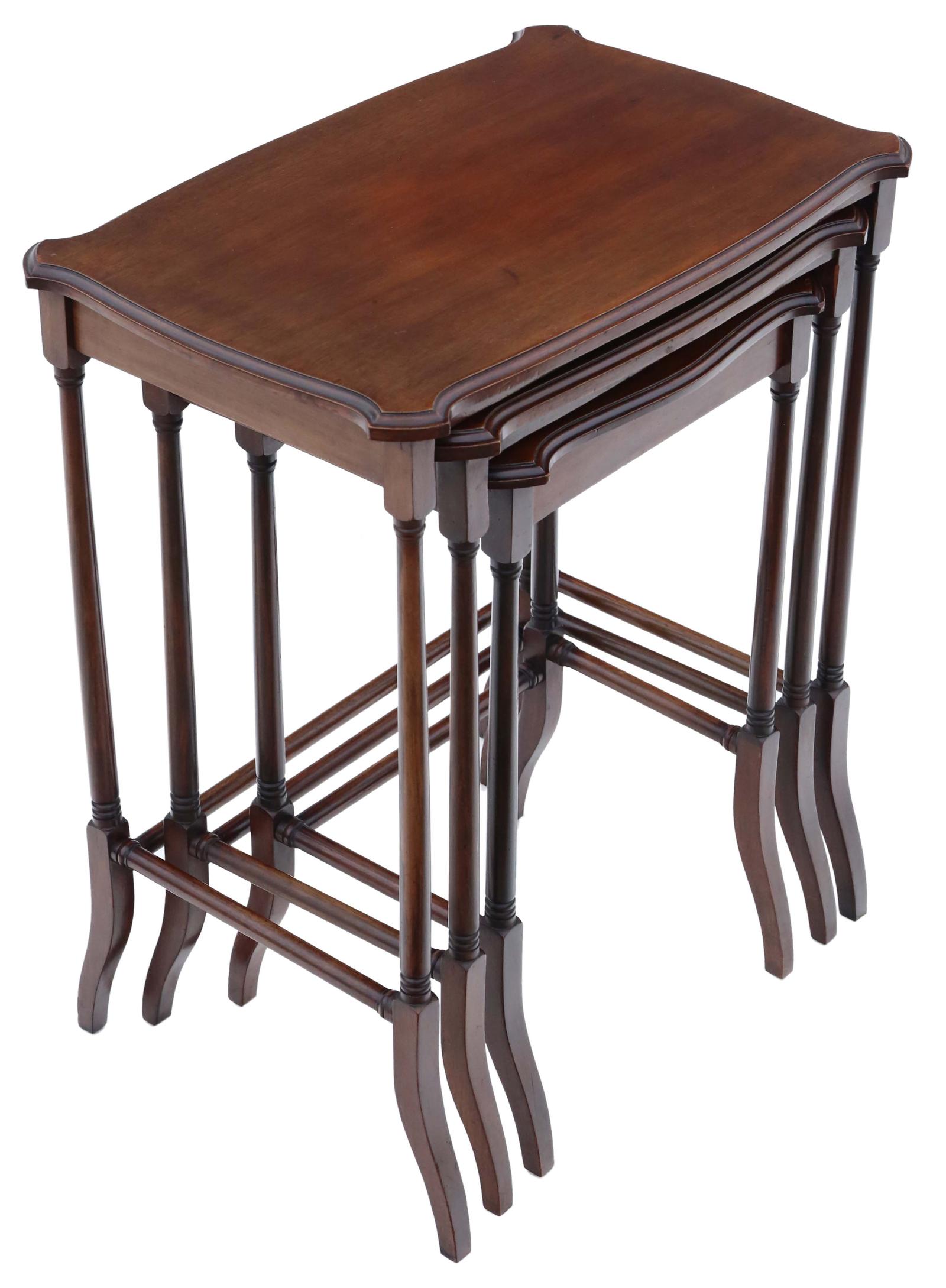 Antique Fine Quality Mahogany Nest of 3 Edwardian Tables c.1910 (1 of 4)