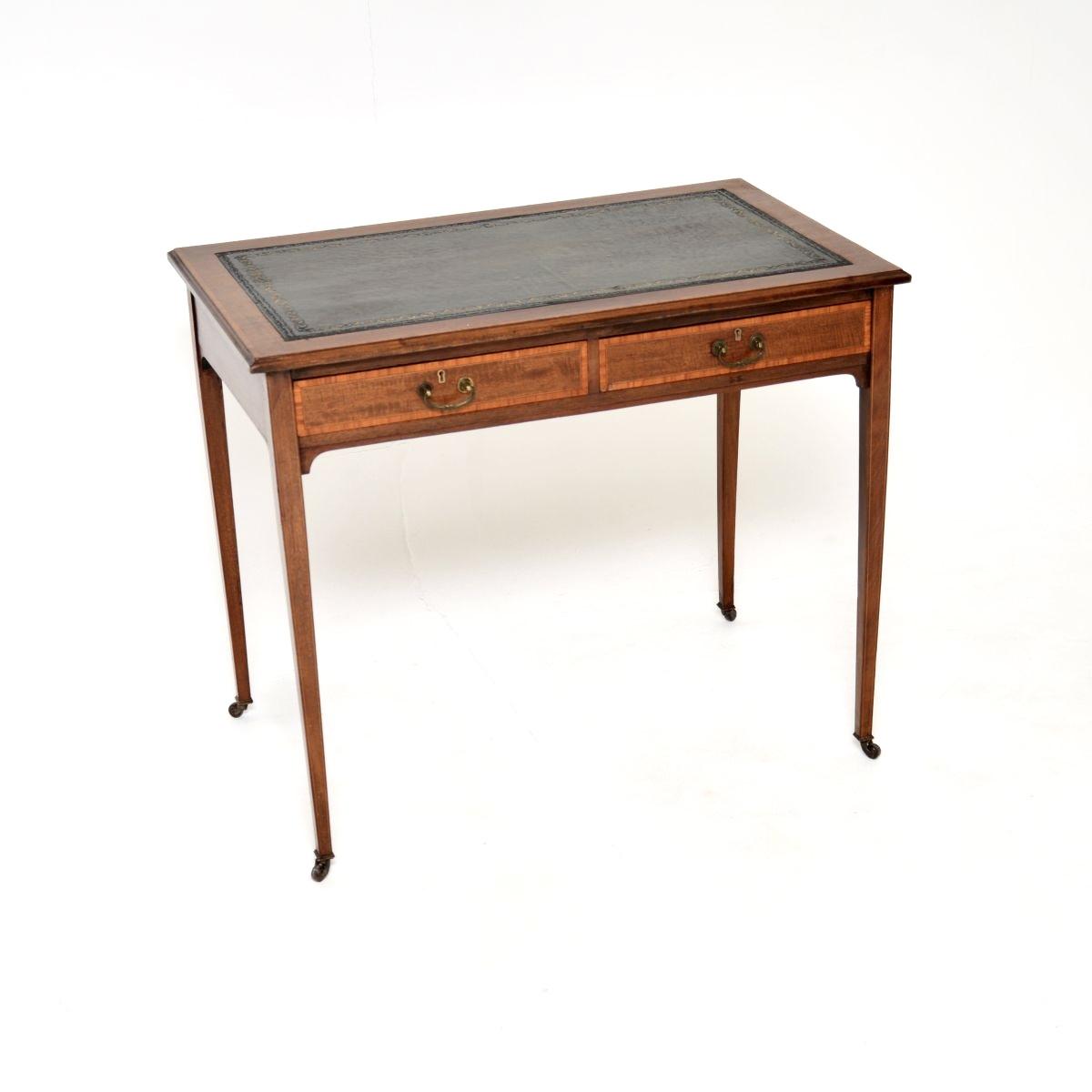 Antique Edwardian Inlaid Mahogany Desk / Writing Table (1 of 12)