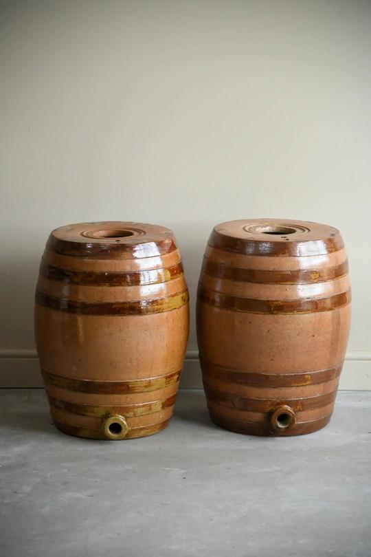 Pair of Large Antiqe Salt Glaze Spirit Barrel (1 of 13)