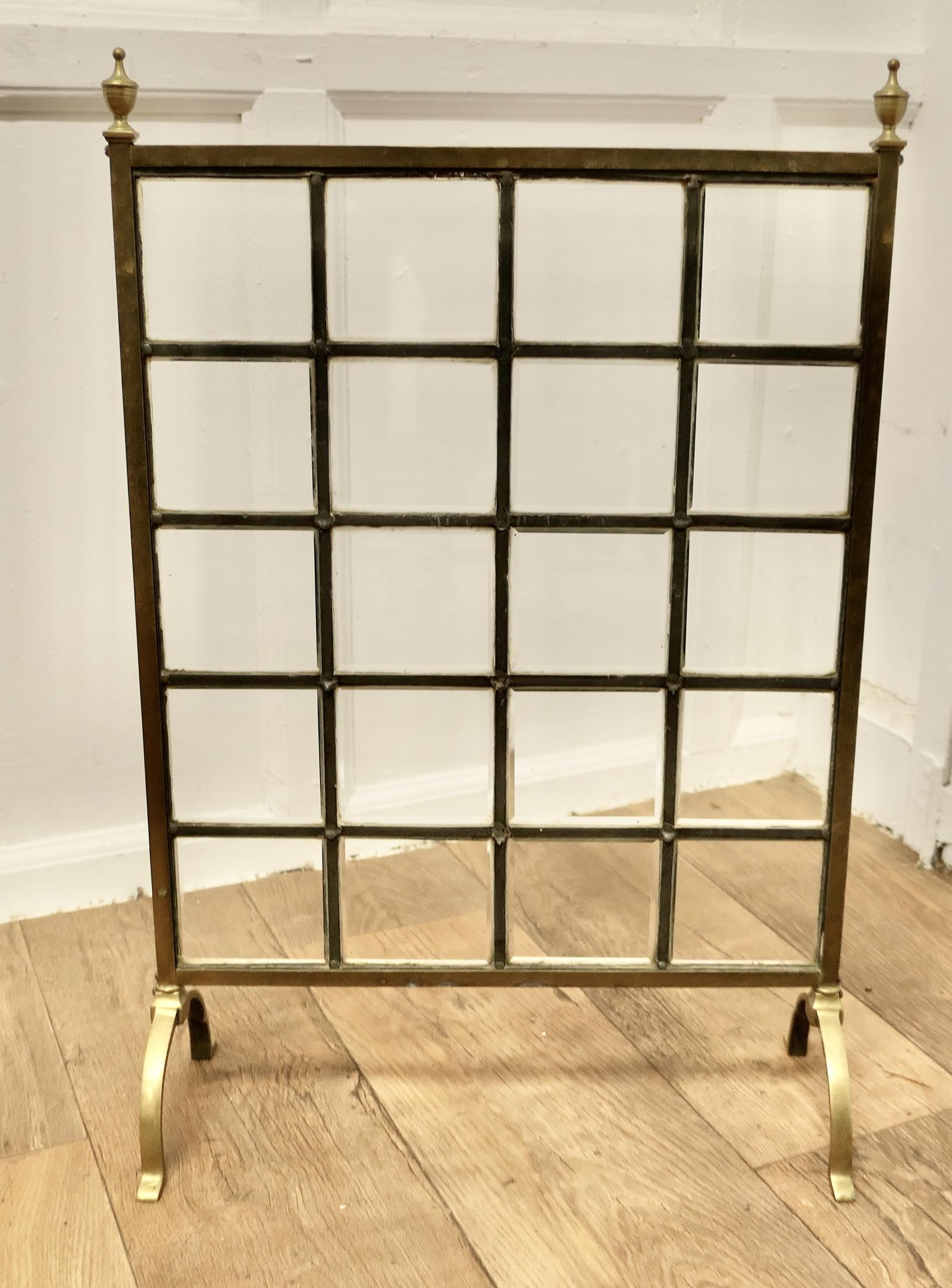Victorian Brass & Glass Art Nouveau Fire Screen (1 of 6)