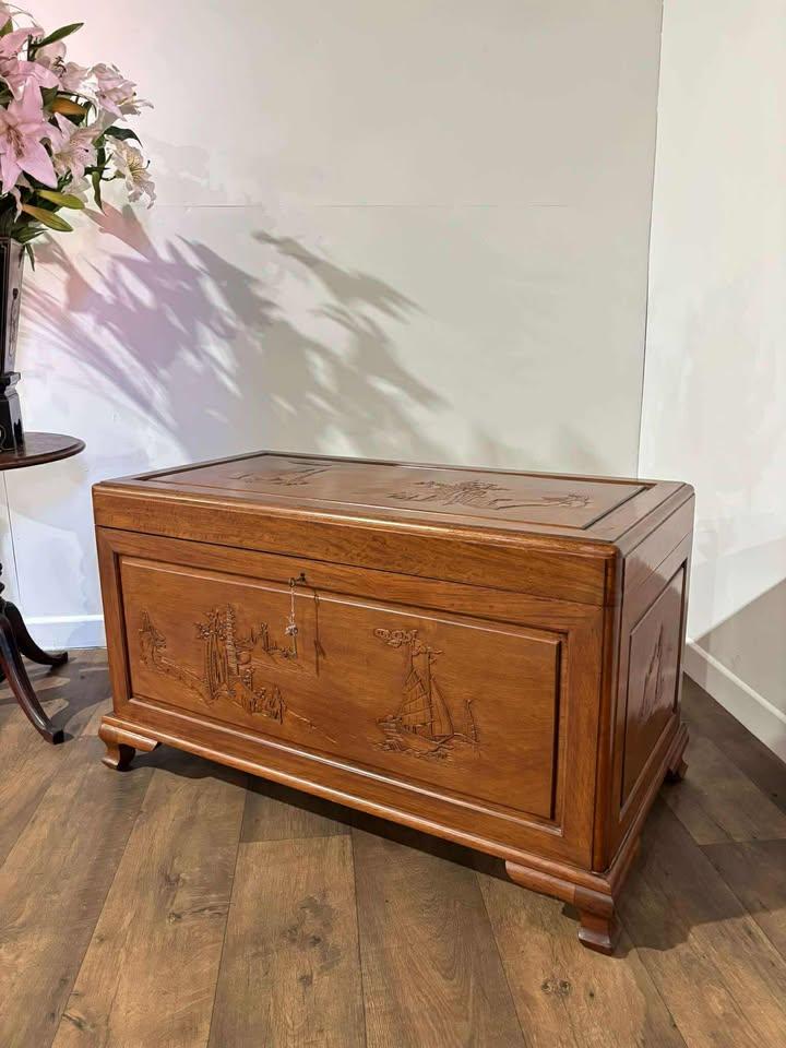 Oriental Carved Camphor Wood Blanket Box (1 of 17)