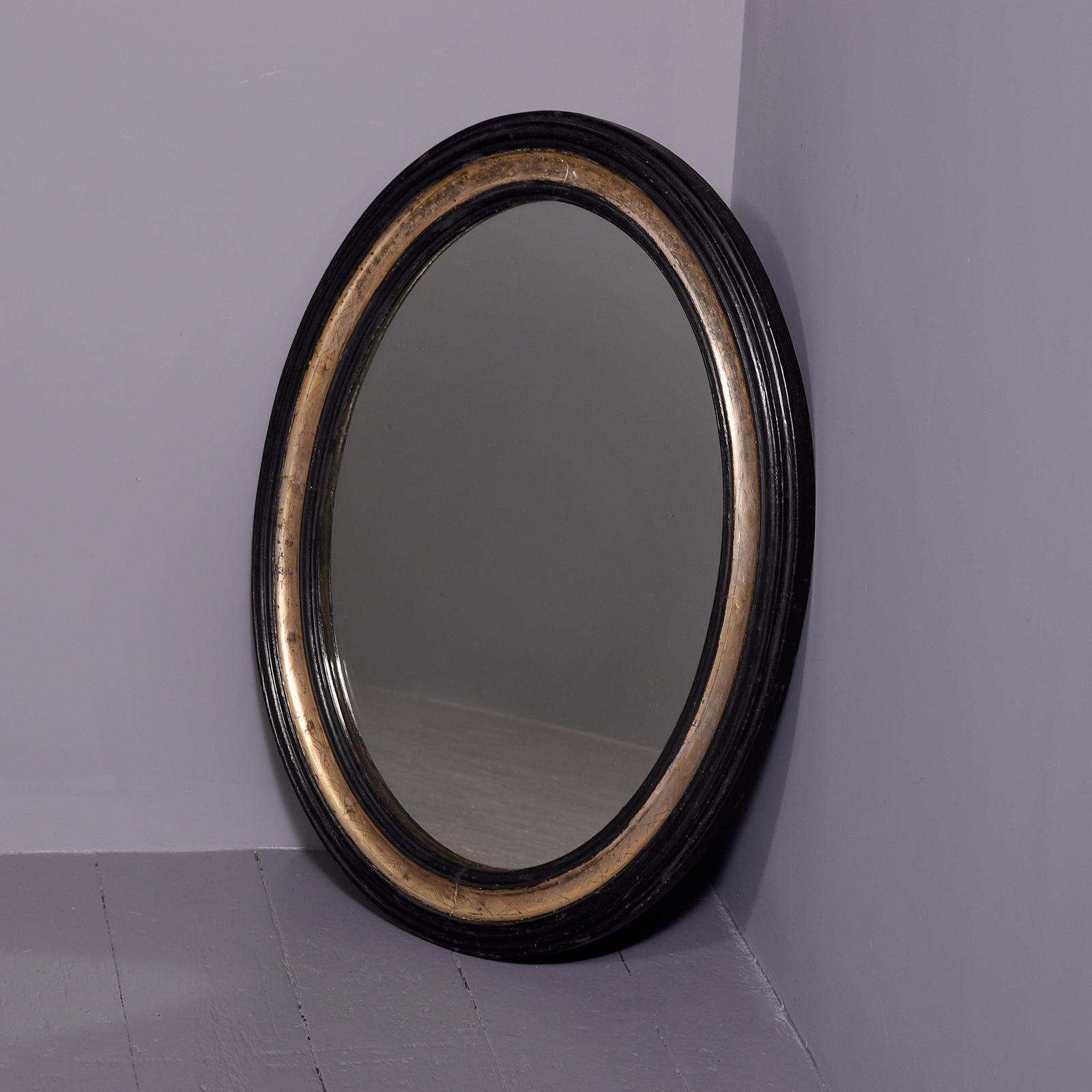 19th Century Ebonized & Gilded Oval Hall Mirror - Possibly Irish (1 of 6) 19th Century Ebonized & Gilded Oval Hall Mirror - Possibly Irish (1 of 6)
