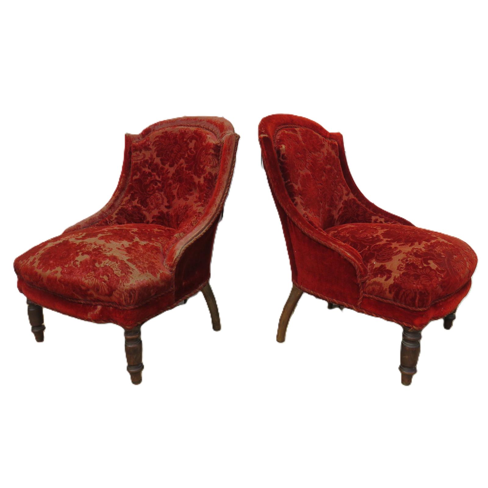 Pair of Antique Napoleon III Slipper Chairs (1 of 9) Pair of Antique Napoleon III Slipper Chairs (1 of 9)