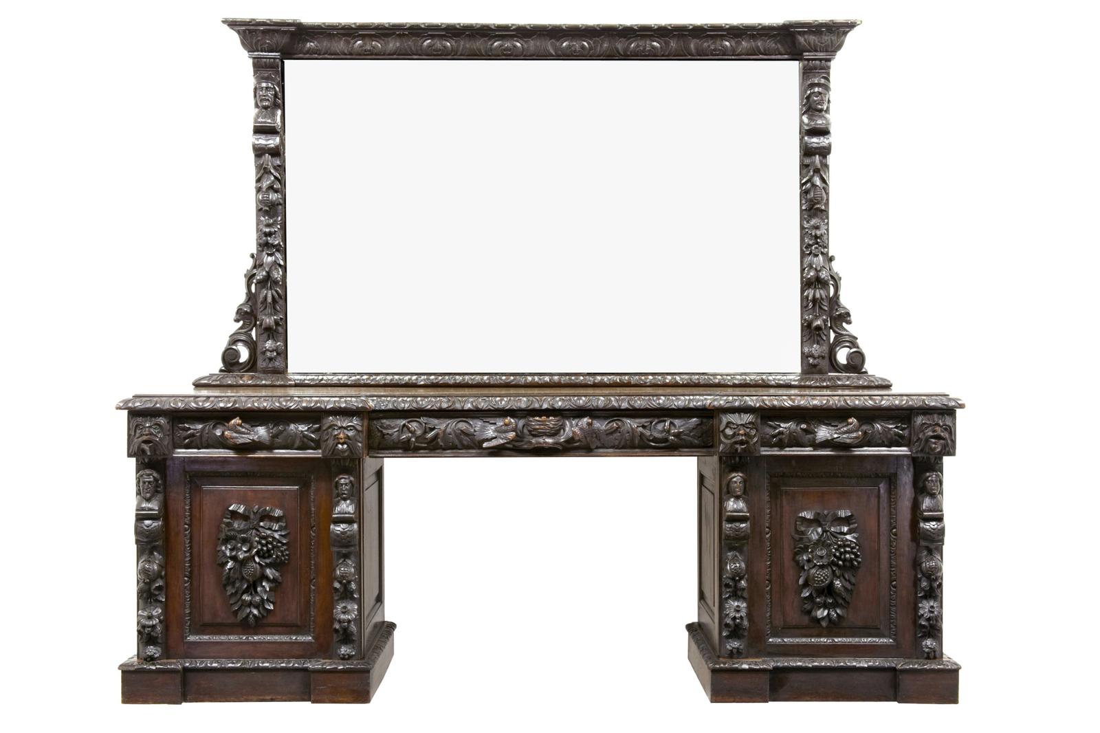 19th Century Carved Oak Mirrored Sideboard of Grand Proportions (1 of 13)