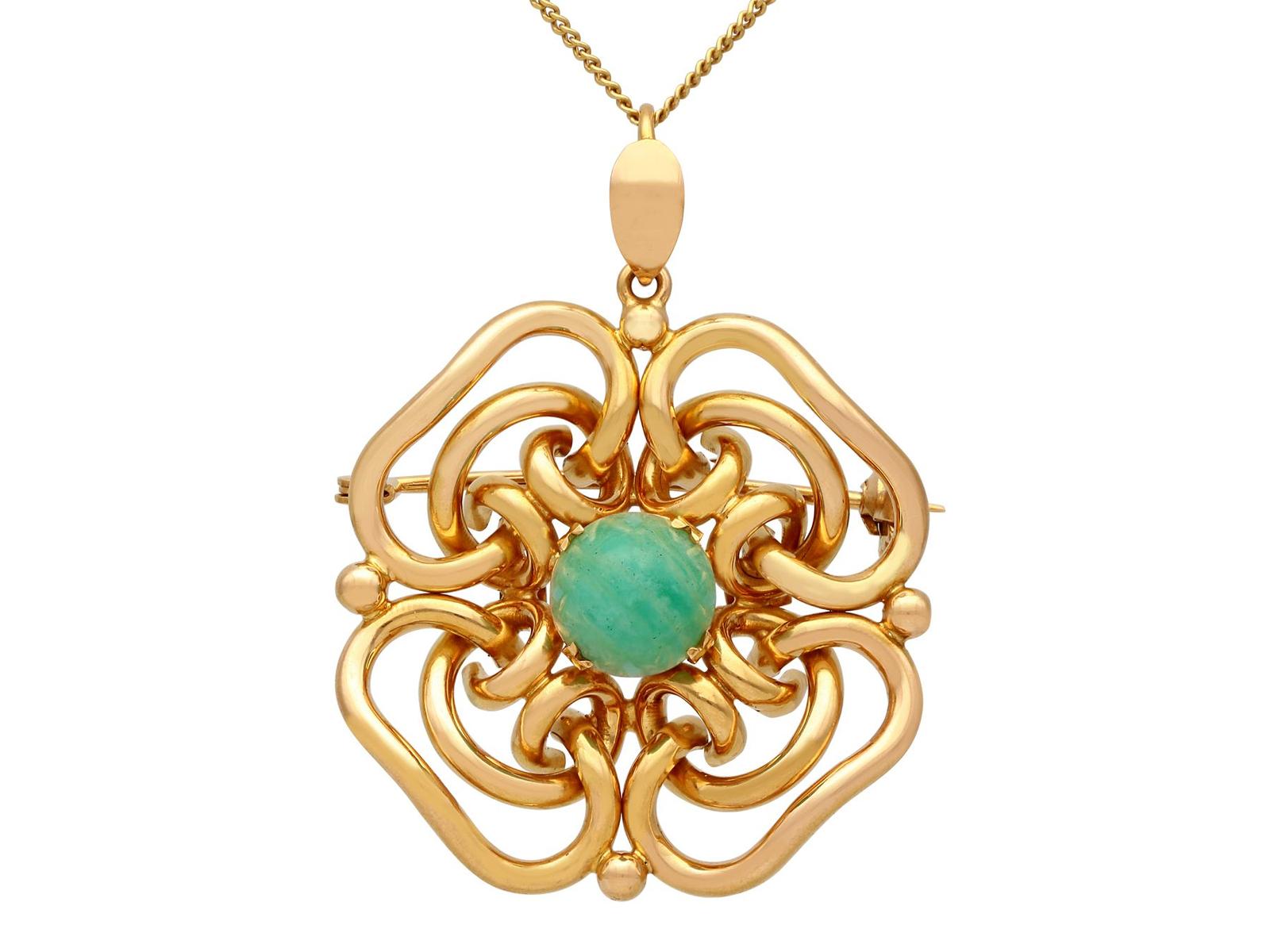 Vintage 2.83ct Chalcedony & 18ct Yellow Gold Pendant c.1950 (1 of 12)