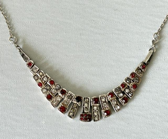 French Silver, Paste Garnet & Diamond Fringe Necklace (1 of 6) French Silver, Paste Garnet & Diamond Fringe Necklace (1 of 6)
