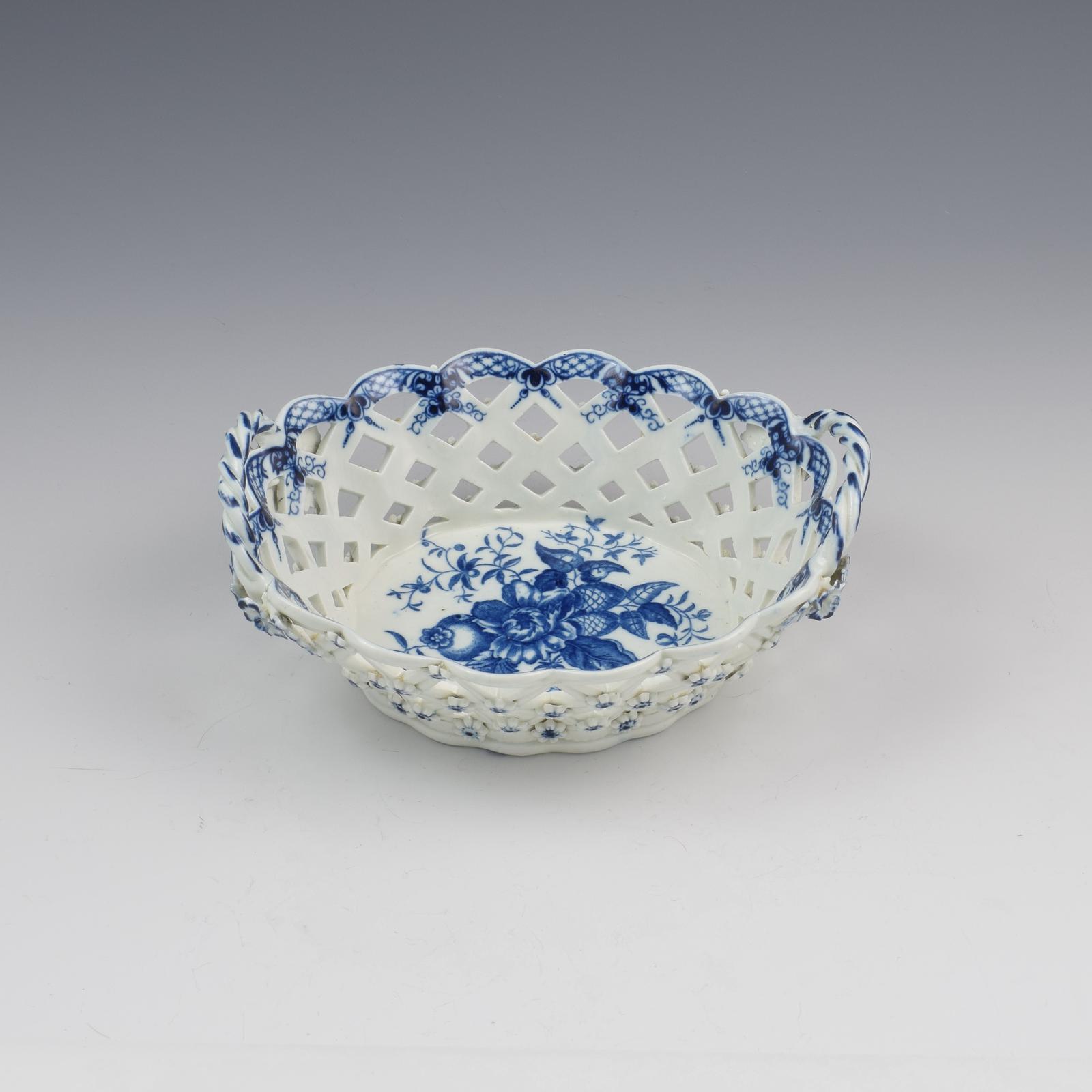 First Period Worcester Porcelain Pine Cone Chestnut Basket c.1770 (1 of 7)