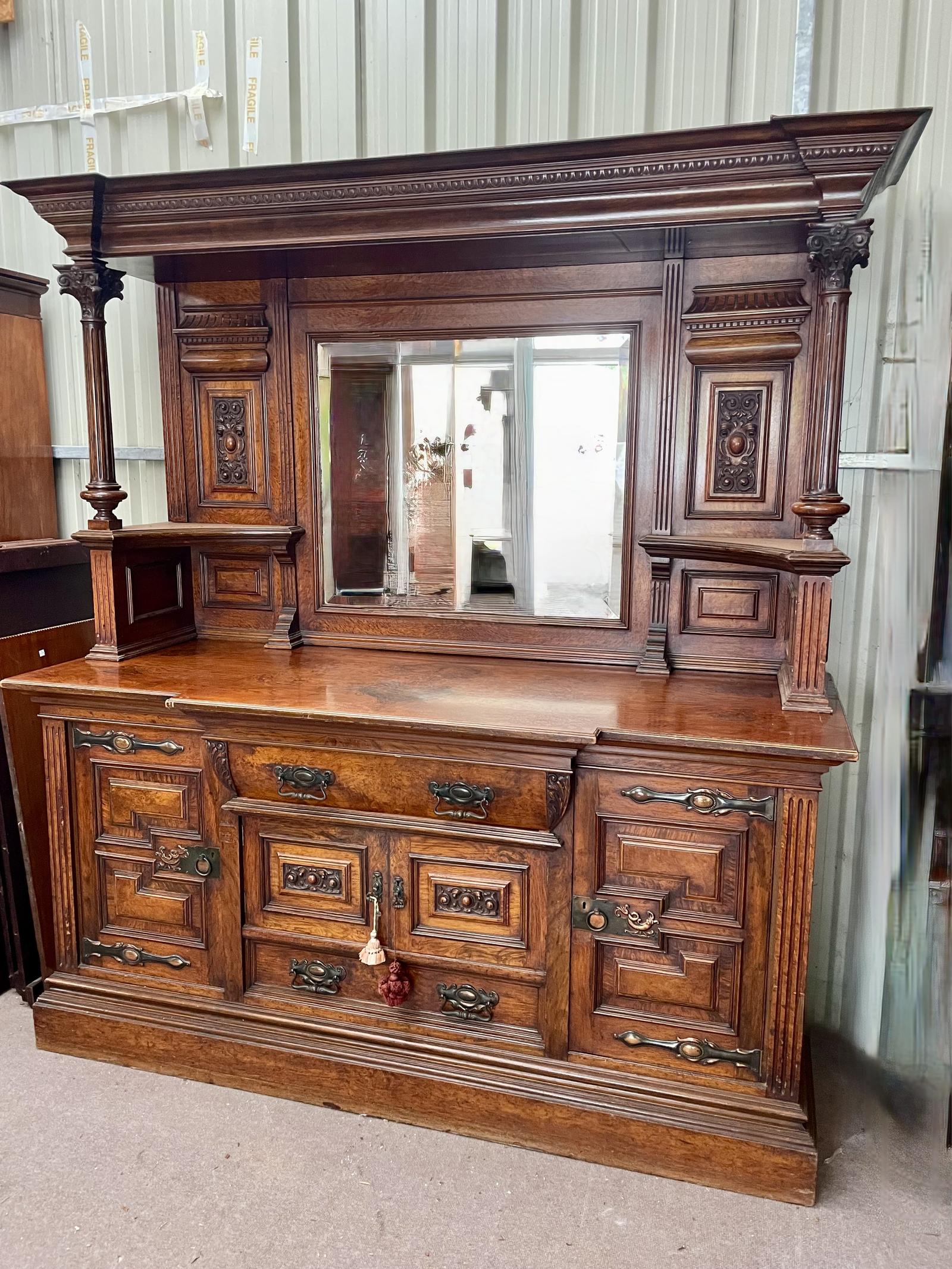 Victorian Pollard Oak Mirror Back Sideboard (1 of 8) Victorian Pollard Oak Mirror Back Sideboard (1 of 8)