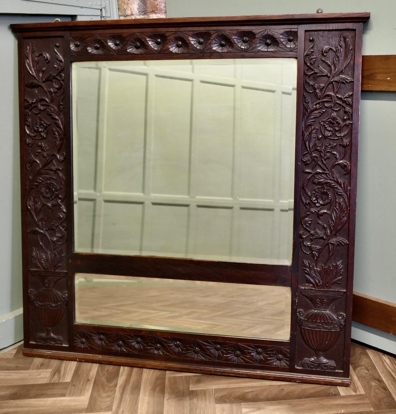 Large Carved Oak Wall Mirror (1 of 6)