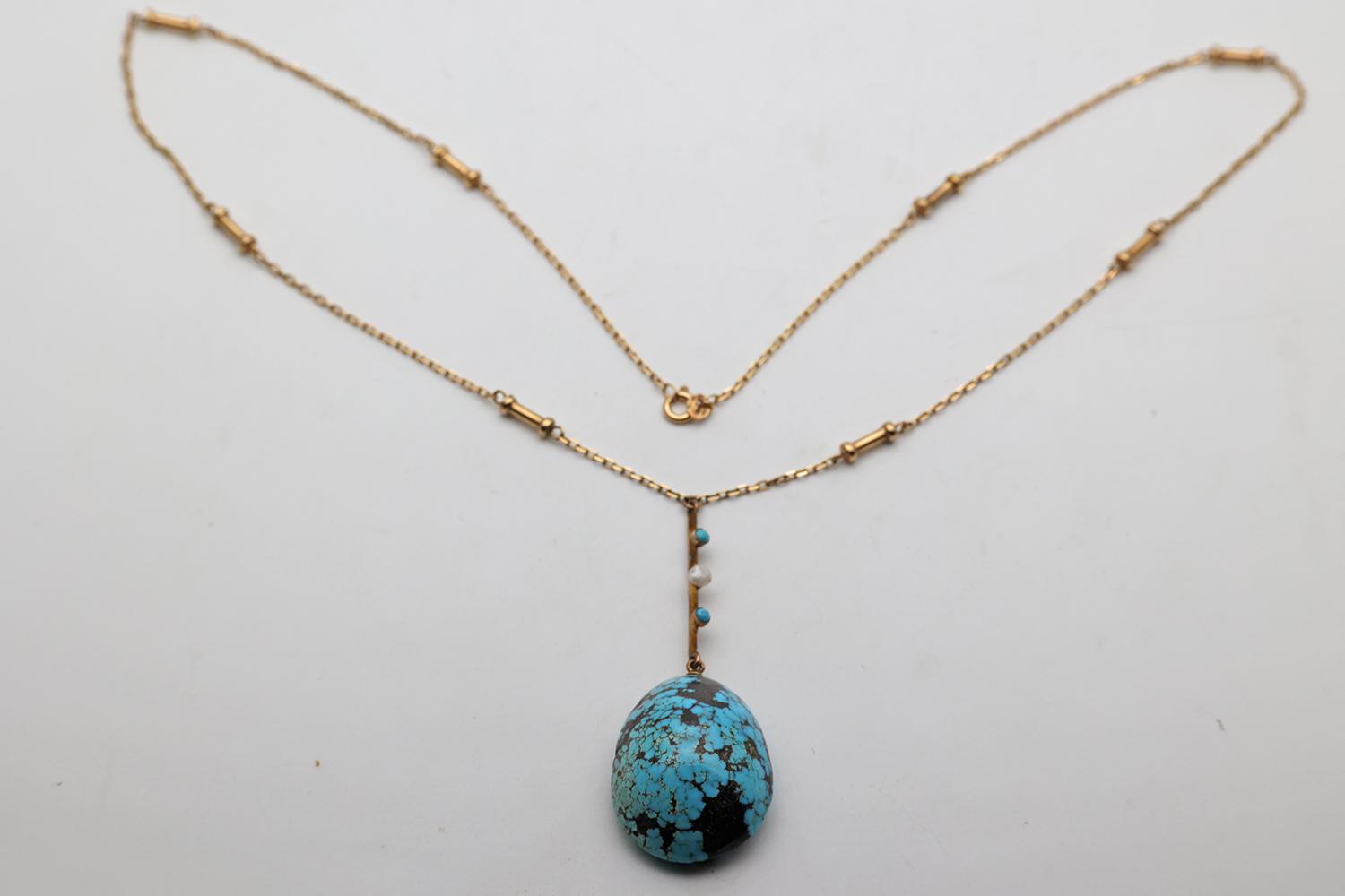 Early 20th Century Gold & Turquoise Pendant (1 of 6) Early 20th Century Gold & Turquoise Pendant (1 of 6)