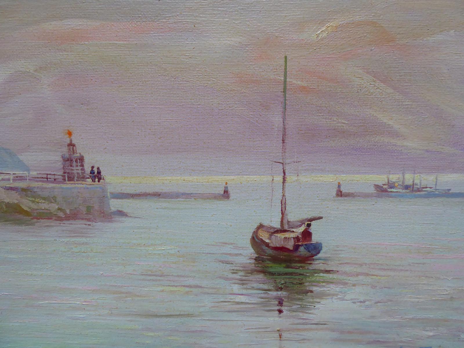 Oil on Canvas Leaving Port Artist Oluf Olsen Tara (1 of 15)