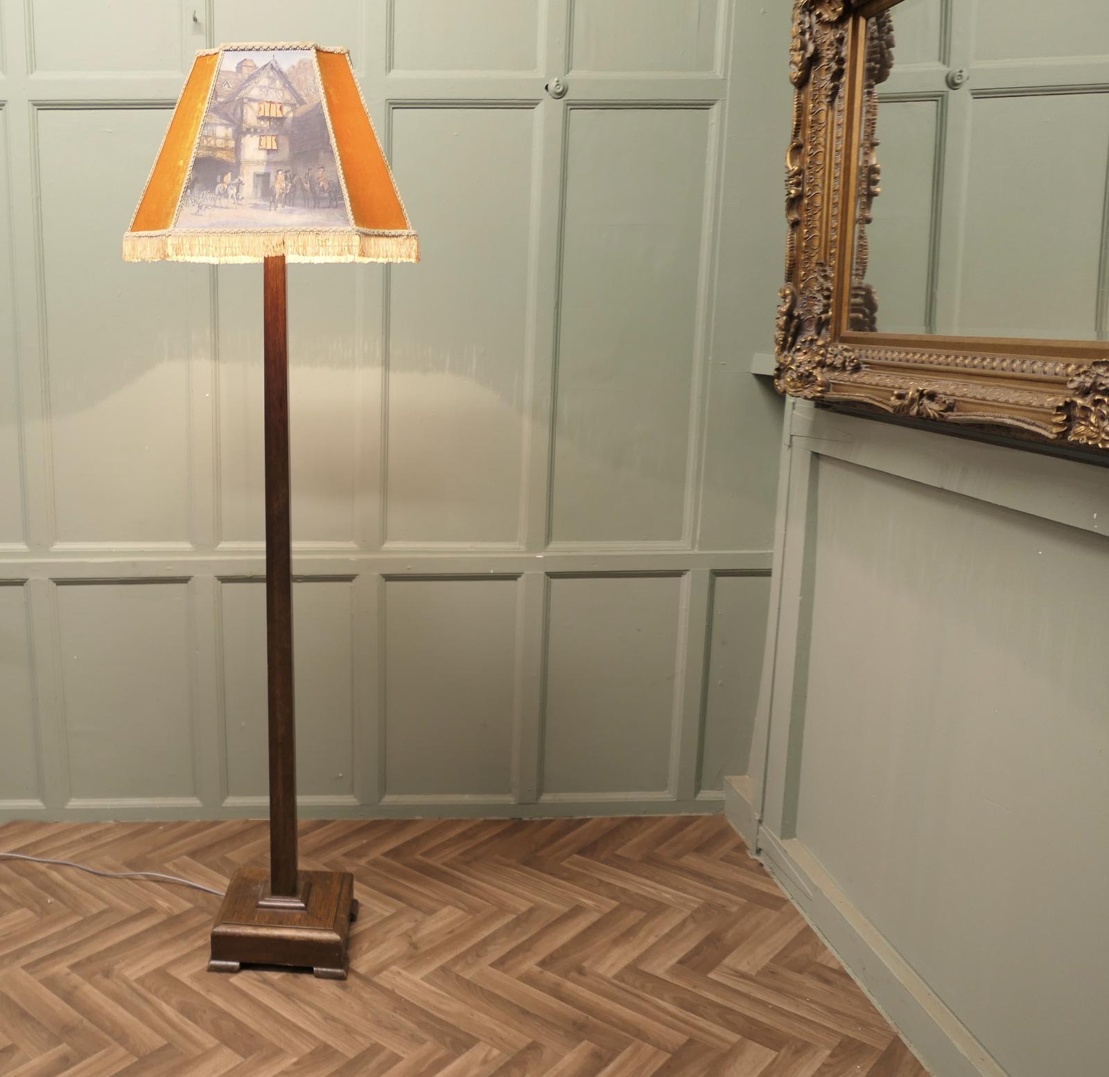 Art Deco Standard or Floor Lamp, Interesting Shade (1 of 6)