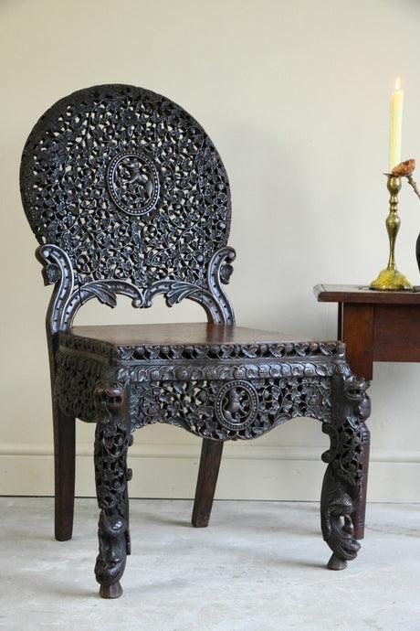 Anglo Indian Carved Padouk Chair (1 of 12)