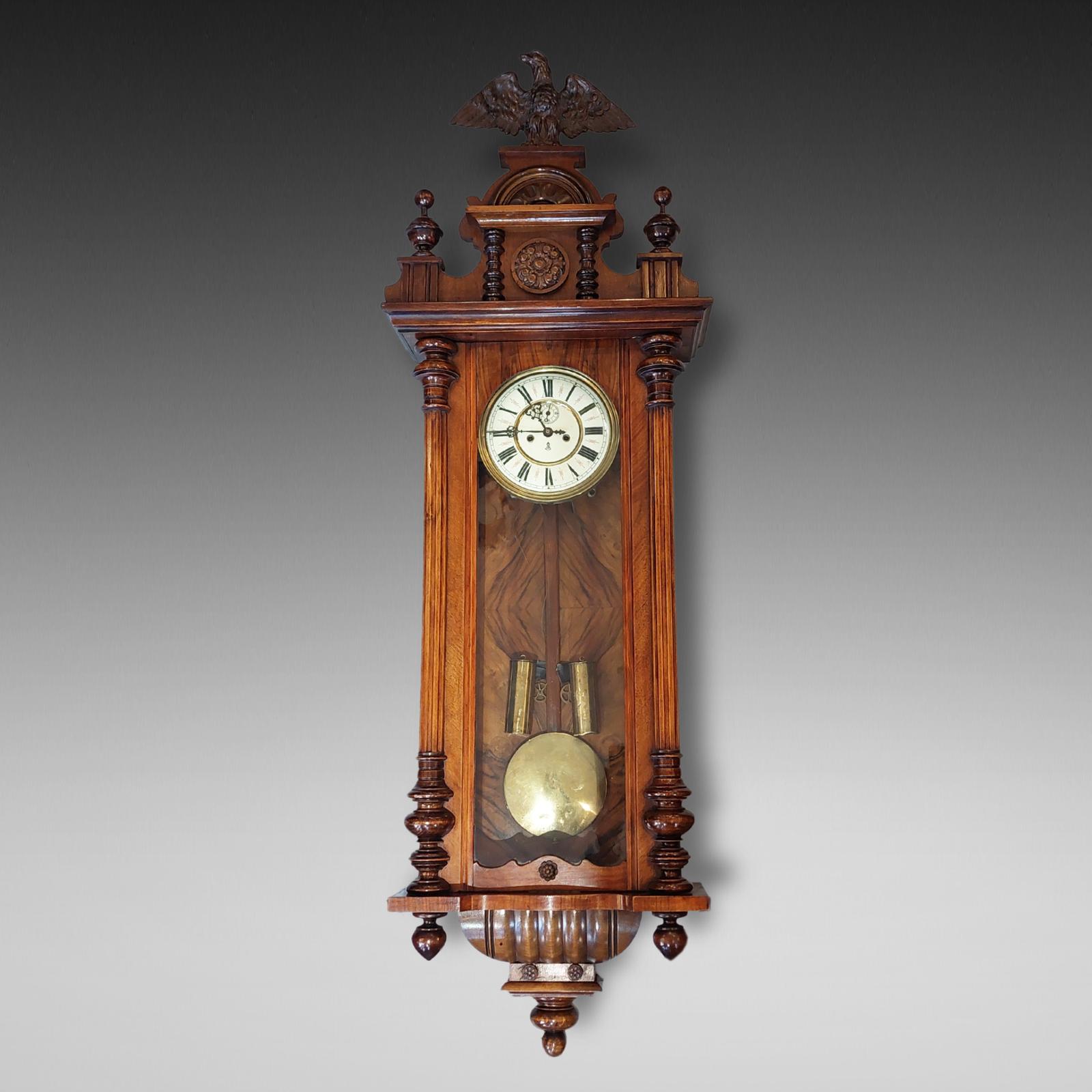 Late Victorian Double Weight "Vienna" Wall Clock (1 of 10)