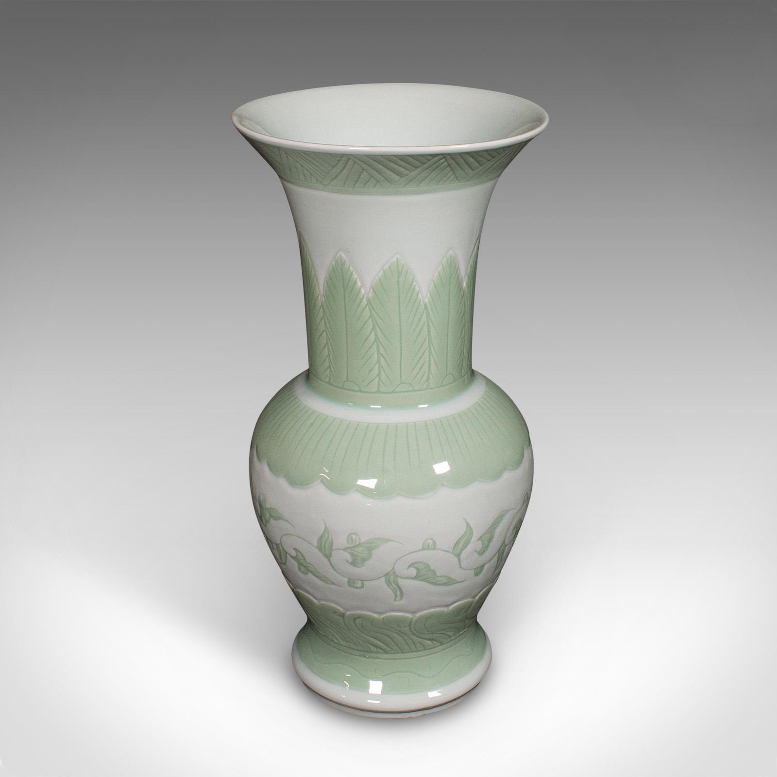 Large Antique Flower Urn, Chinese, Celadon Ceramic Display Vase c.1900 (1 of 10)
