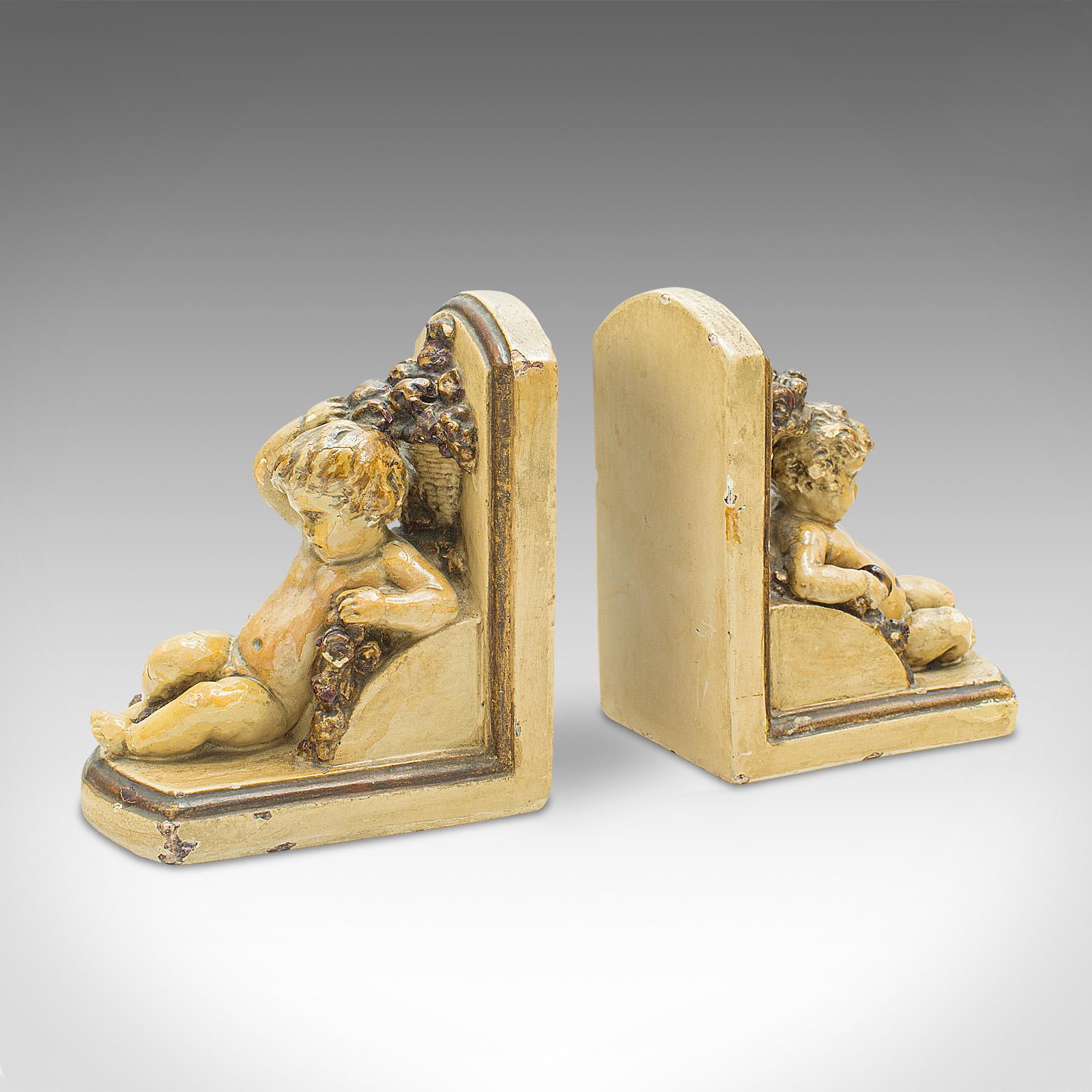 Pair of Antique Putto Bookends, Italian, Decor, Cherub, Grand Tour, Victorian (1 of 12)