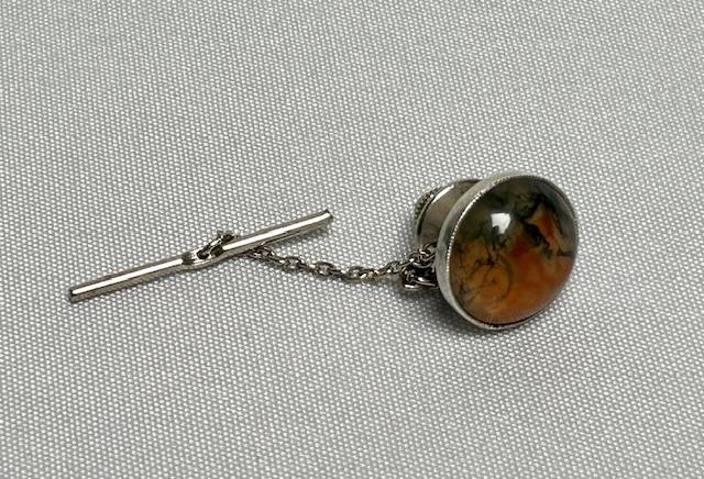 Scottish Iona Silver & Moss Agate Tie/collar Stud (1 of 5)