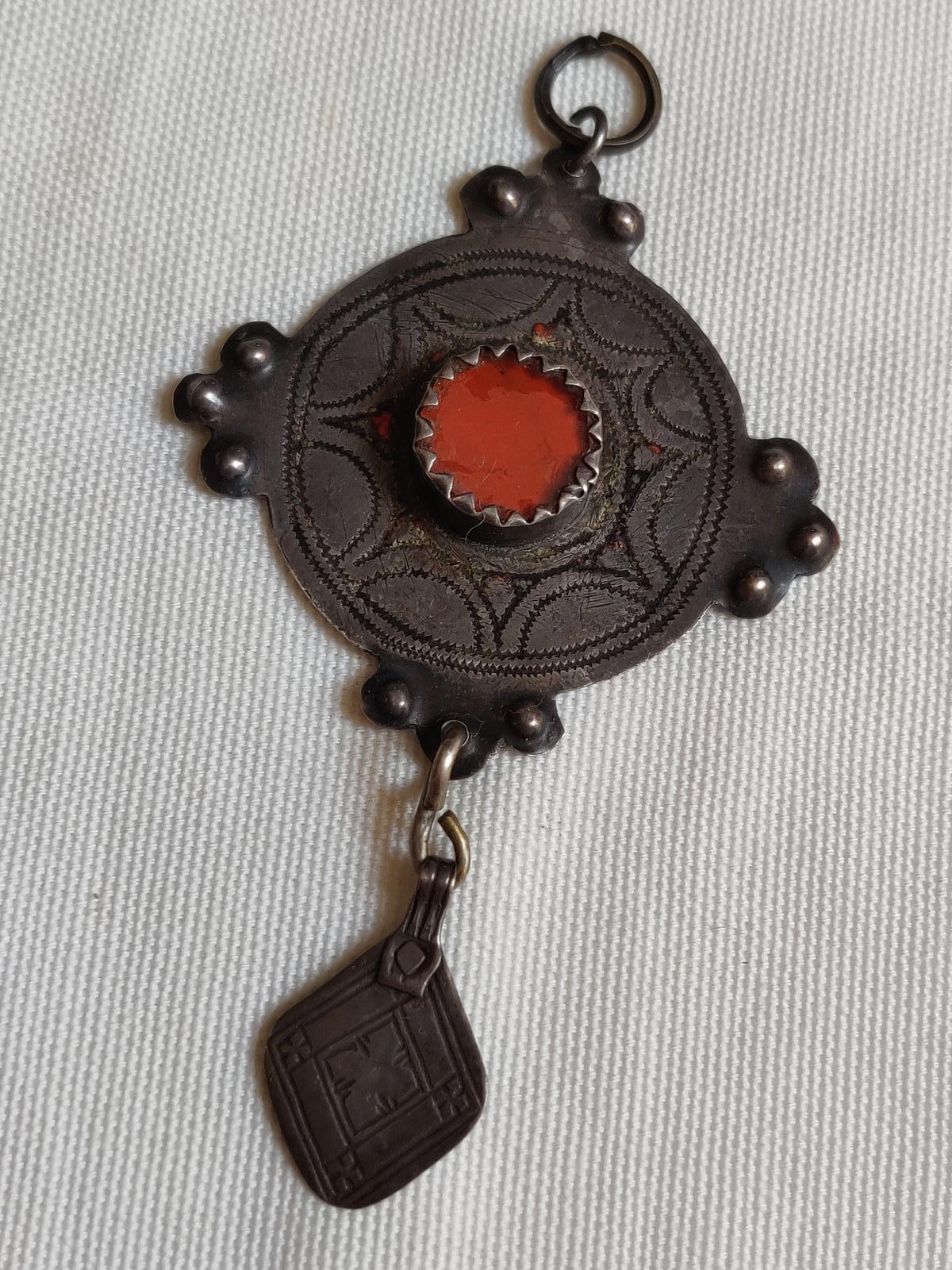 Antique Berber Old Coin Silver Pendant with Enamel (1 of 5) Antique Berber Old Coin Silver Pendant with Enamel (1 of 5)