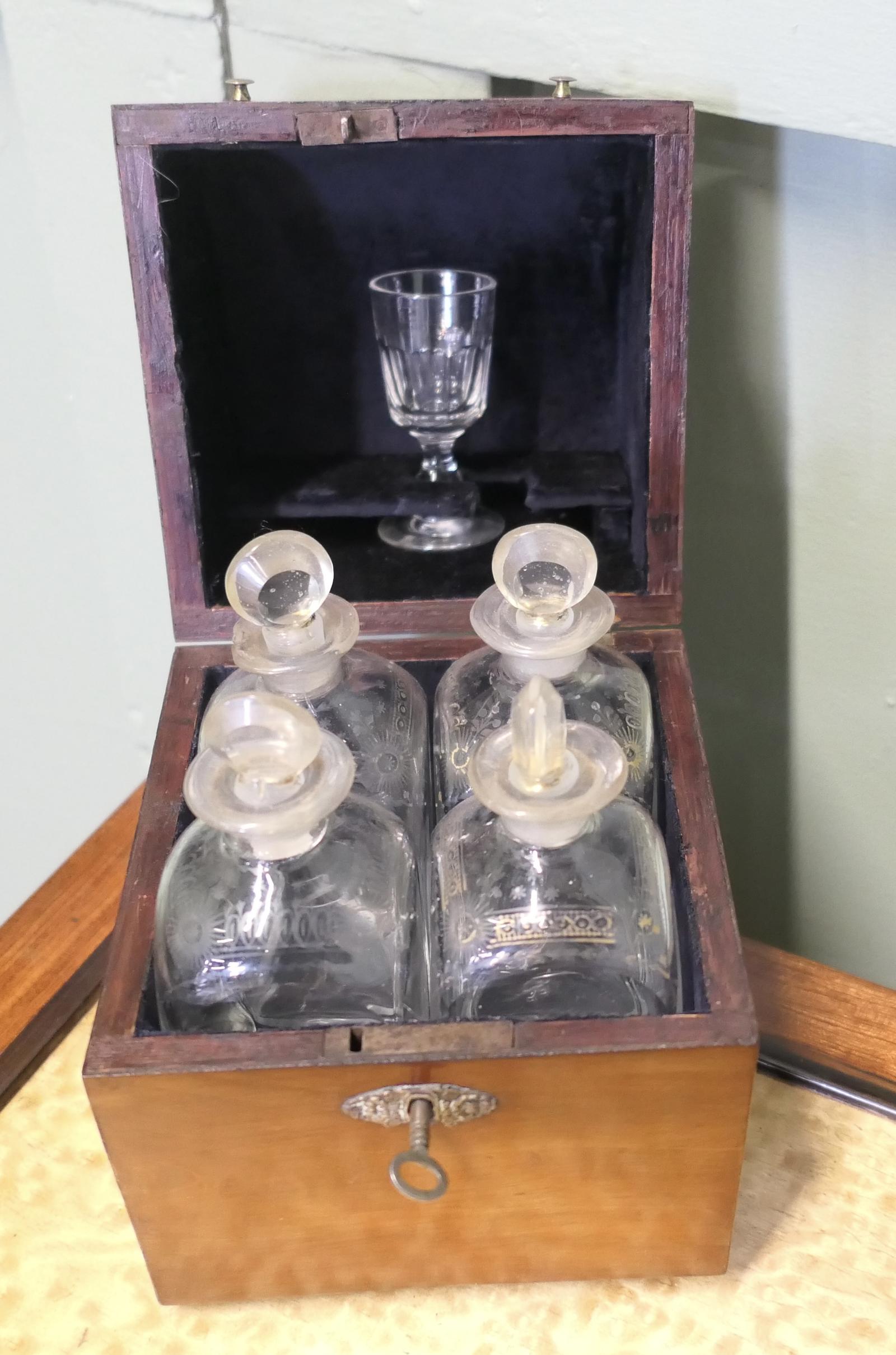 19th Century Fitted Decanter Box + 4 Decanter Tantalus (1 of 6)