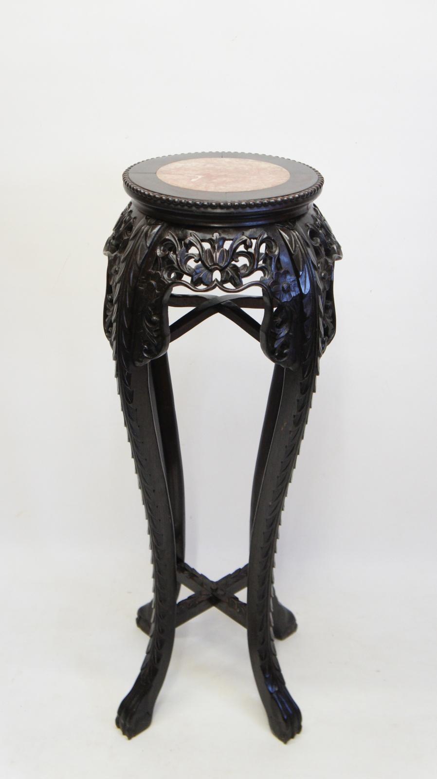 Elegant Late 19th Century Chinese Huanghuali Plant Stand with Marble Top (1 of 17) Elegant Late 19th Century Chinese Huanghuali Plant Stand with Marble Top (1 of 17)