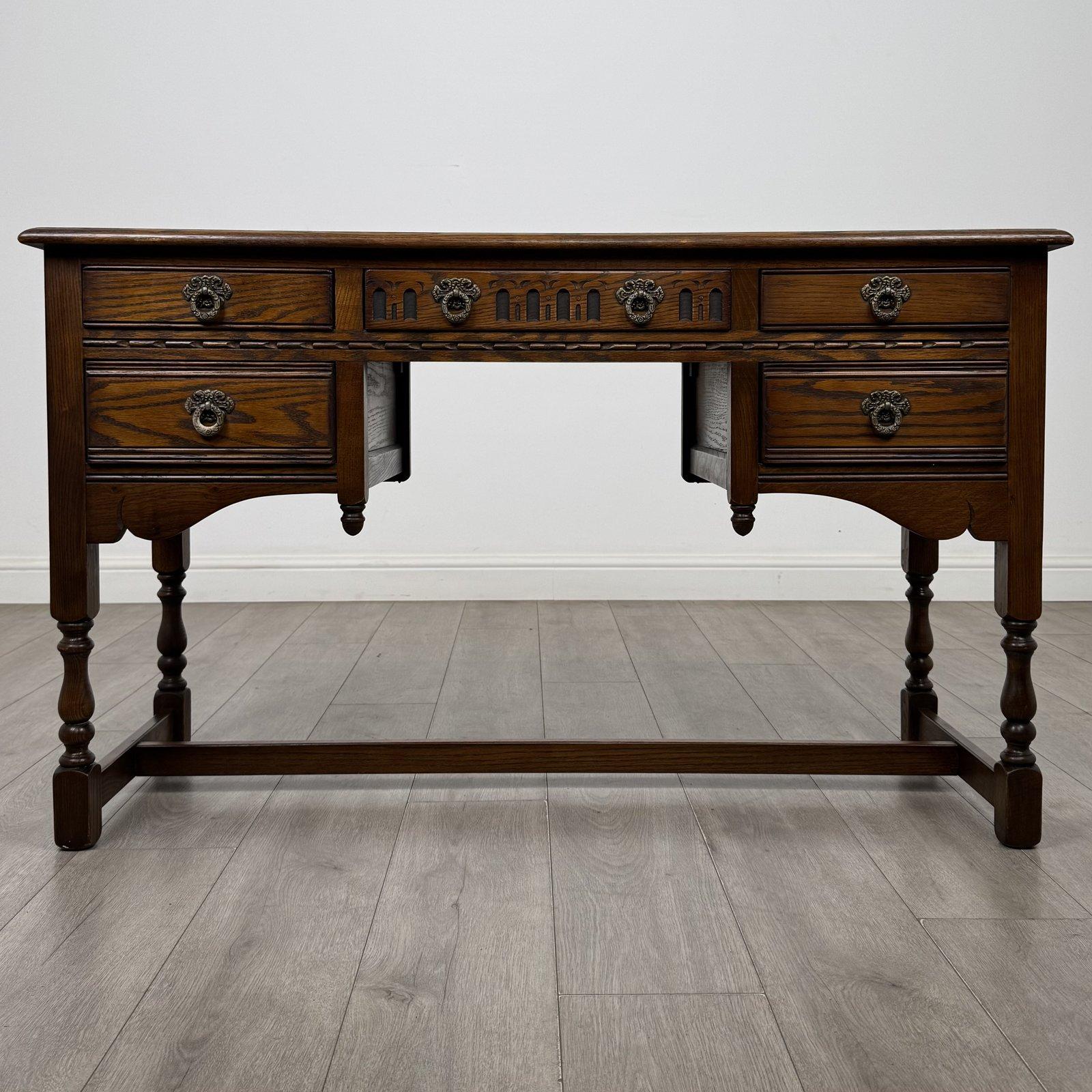 Antique Oak Desk | Turned Legs & Stretchers | AF-6482 (1 of 11) Antique Oak Desk | Turned Legs & Stretchers | AF-6482 (1 of 11)