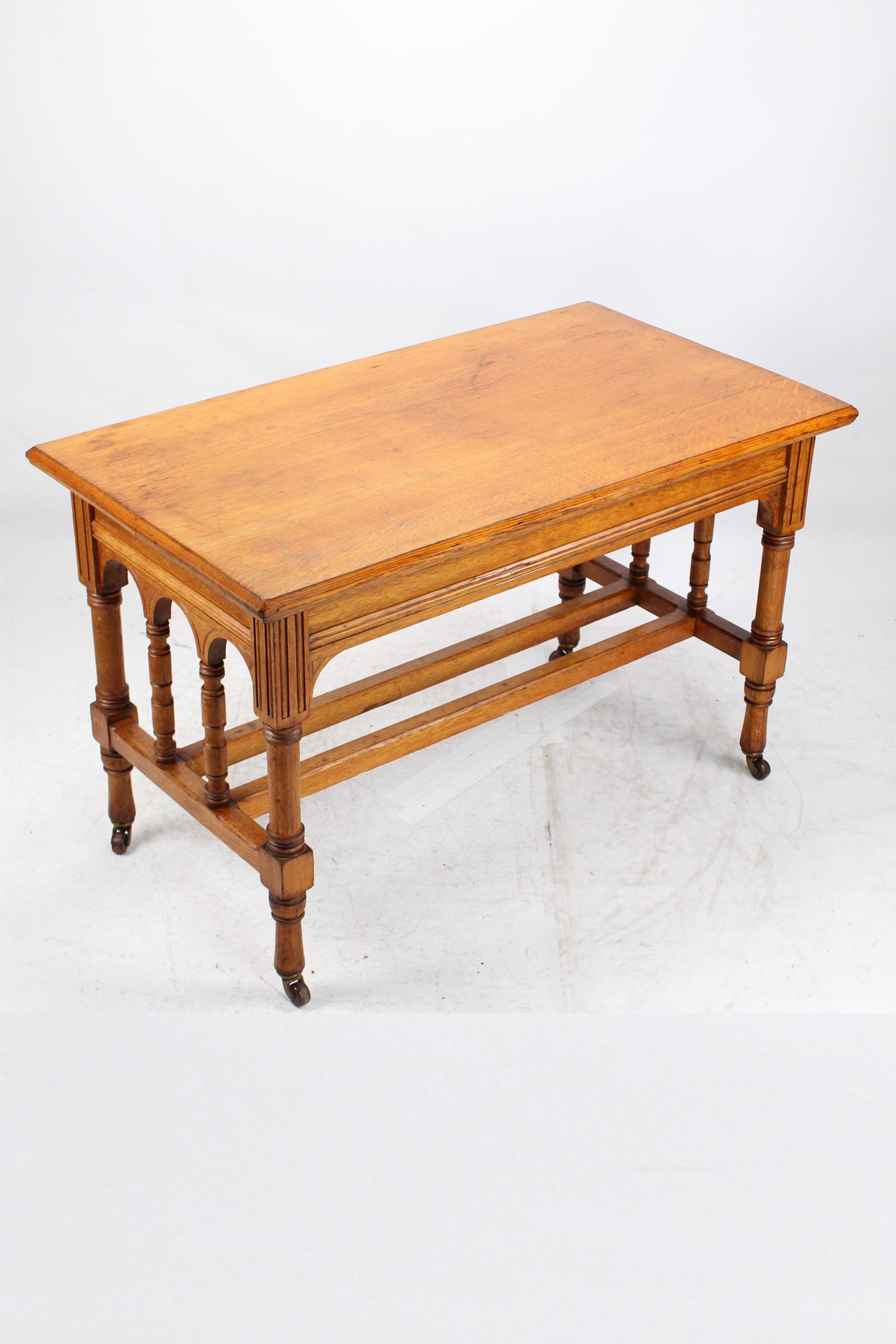 Victorian Gothic Revival Oak Dining Table / Stretcher Table (1 of 13) Victorian Gothic Revival Oak Dining Table / Stretcher Table (1 of 13)