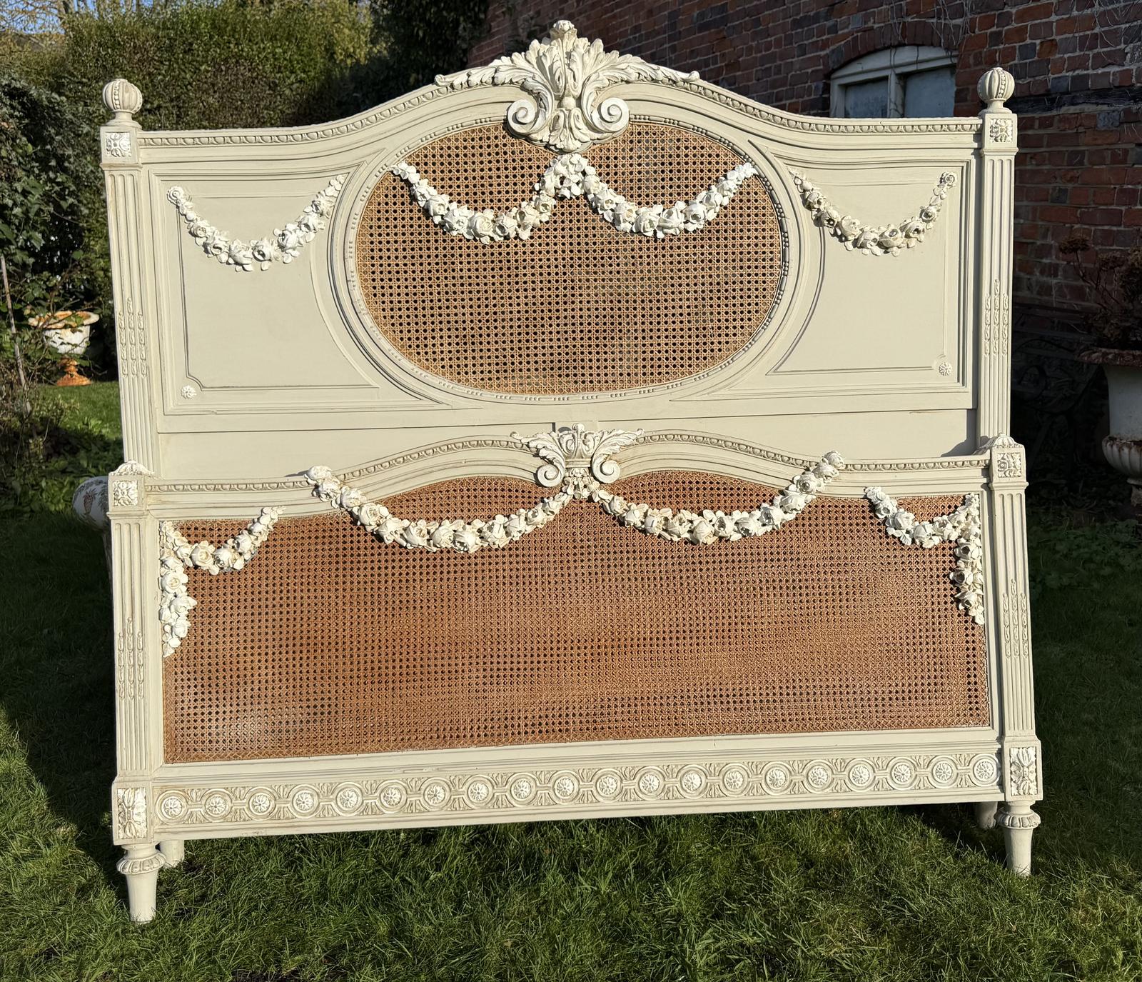 Painted & Caned King-size French Bed (1 of 6)