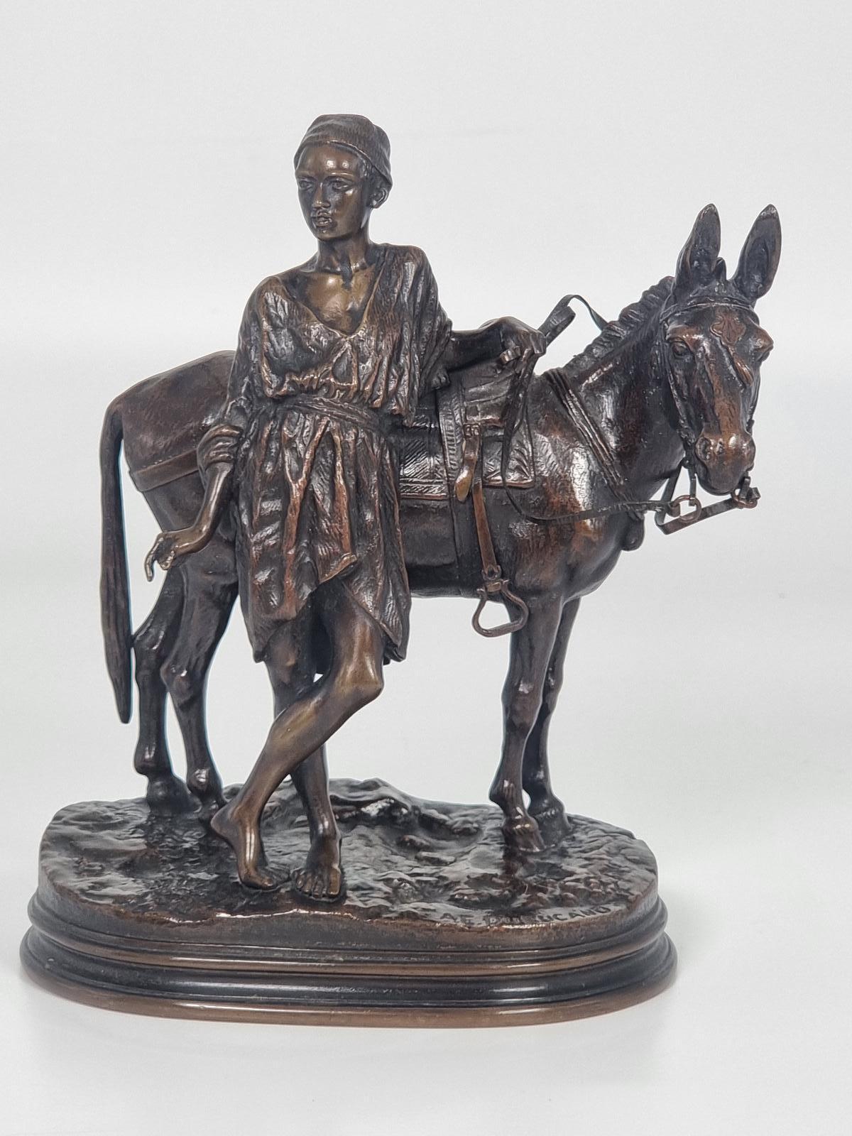 Alfred Dubucand: Bronze Study of Egyptian Boy & His Donkey - French (1 of 20)