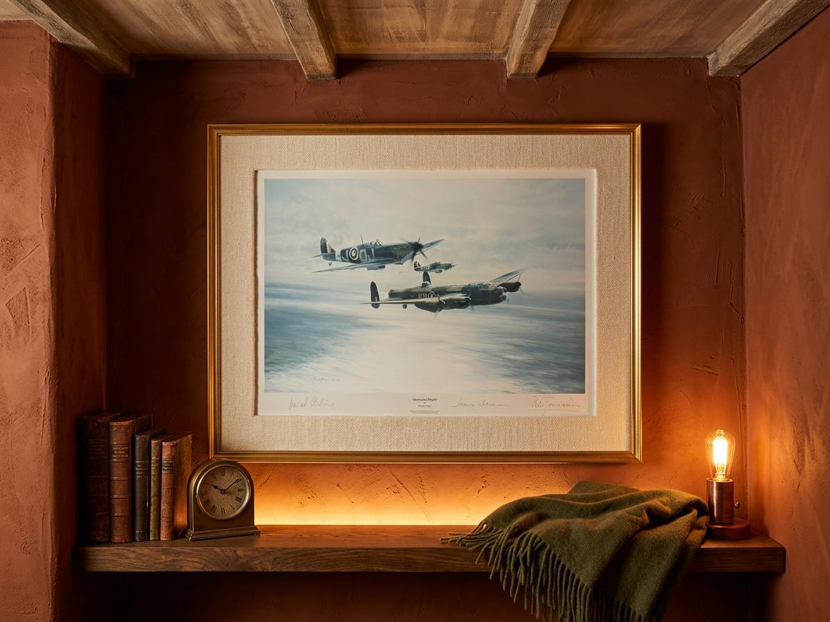 Vintage Robert Taylor Memorial Flight Signed Print by 3 Spitfire Pilot's Framed (1 of 5) Vintage Robert Taylor Memorial Flight Signed Print by 3 Spitfire Pilot's Framed (1 of 5)