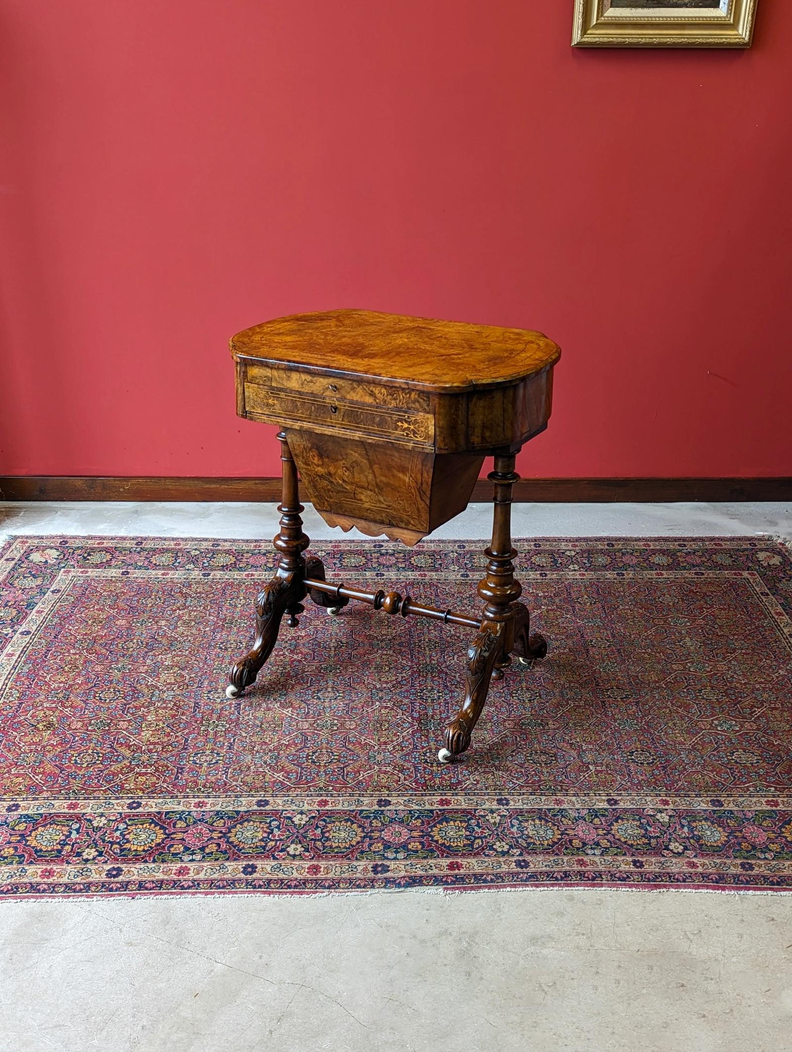Antique Early Victorian Walnut Writing Table / Sewing Table (1 of 10)