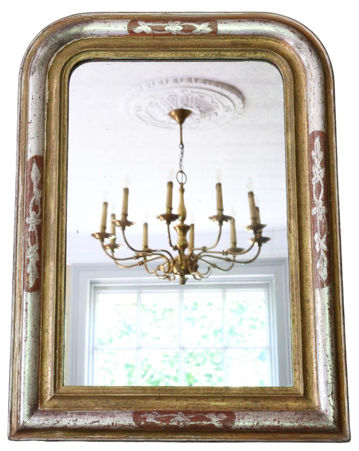 Antique Large 19th Century Silver and Gilt Overmantle Wall Mirror – High-Quality Simple Design (1 of 4)