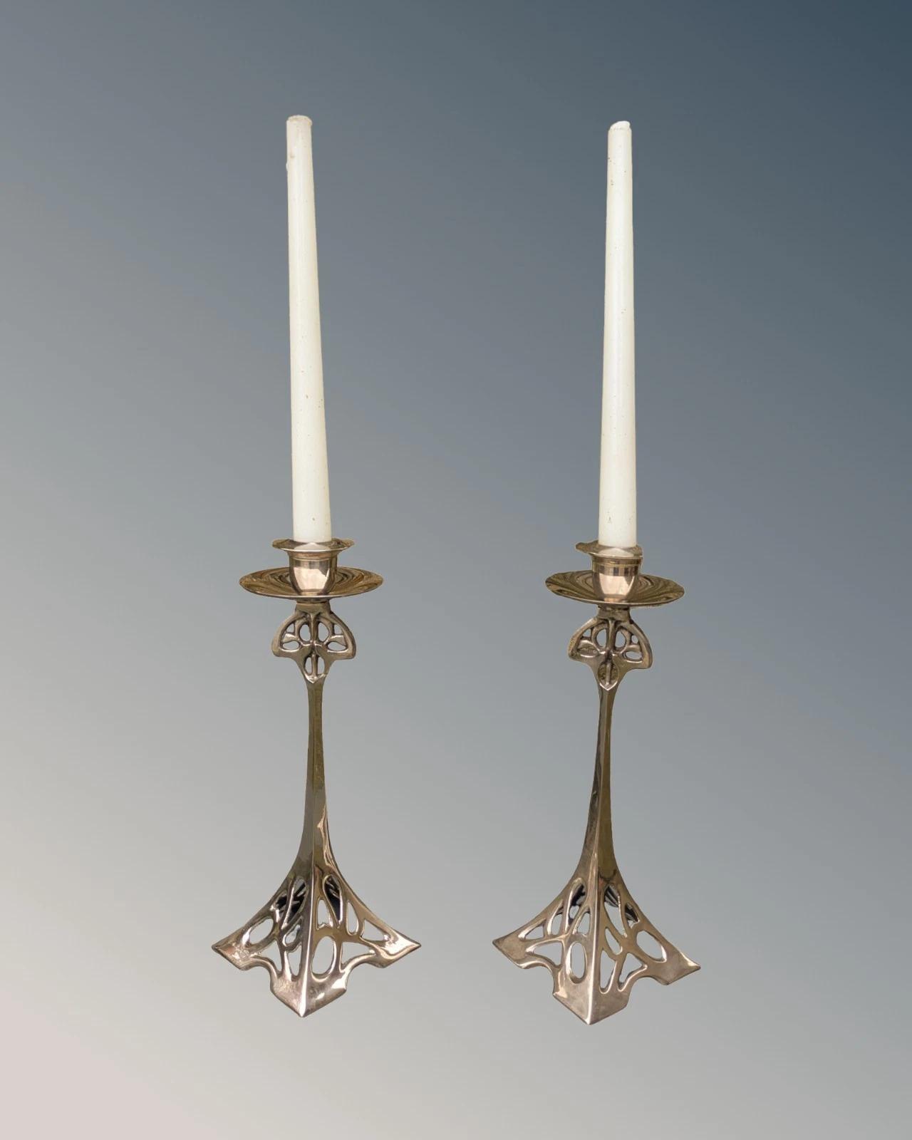 Stylish Art Nouveau Silver Plated Candlesticks (1 of 7) Stylish Art Nouveau Silver Plated Candlesticks (1 of 7)