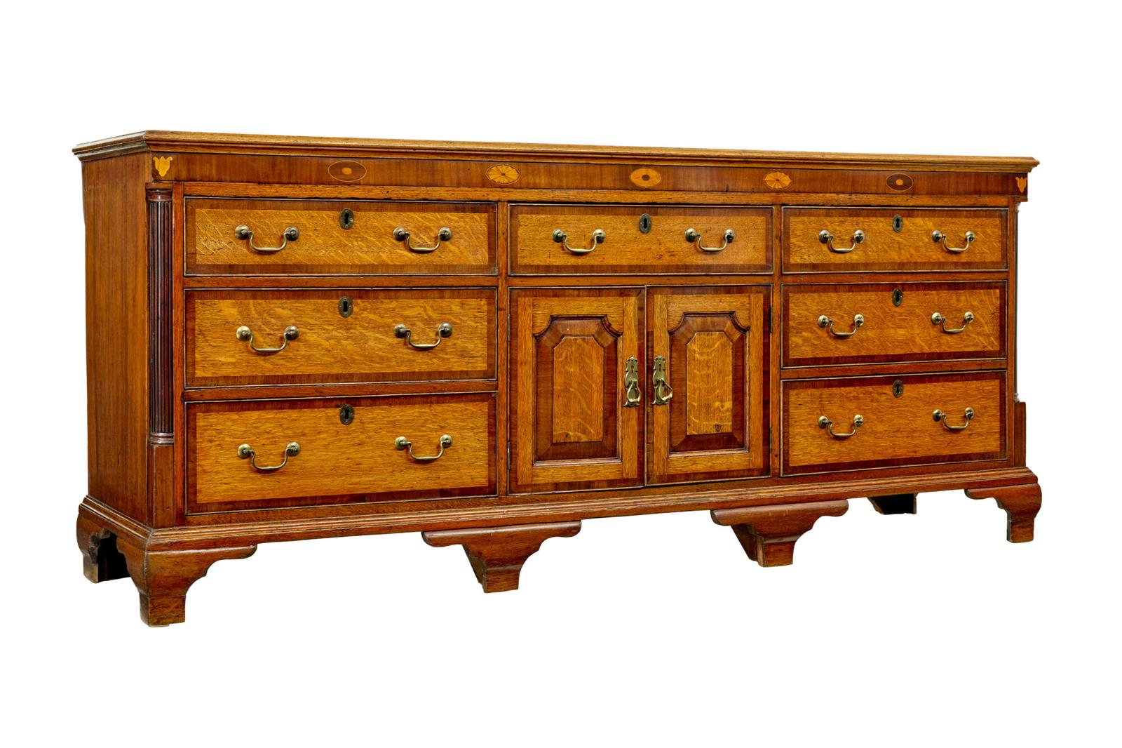 18th Century Inlaid Oak Lancashire Dresser Base (1 of 12) 18th Century Inlaid Oak Lancashire Dresser Base (1 of 12)