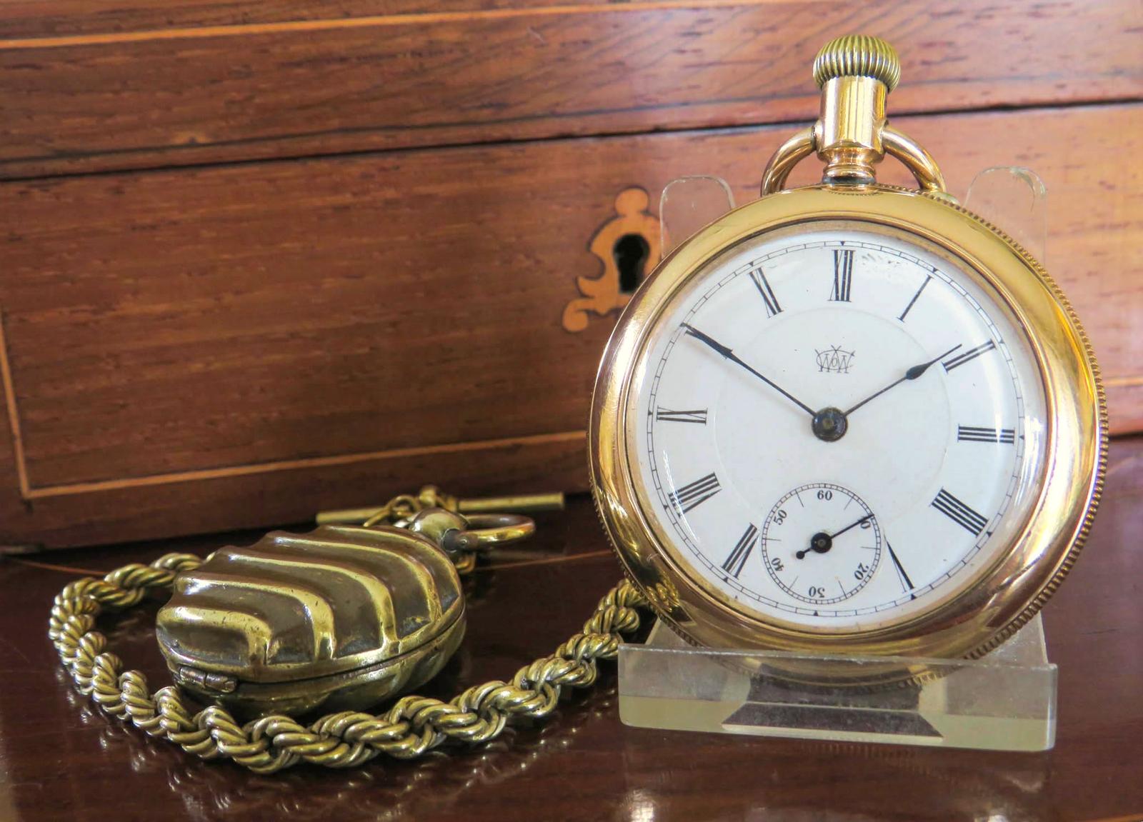 Pocket Watch : Antique Waterbury Watch Co Pocket Watch & Chain (1 of 4)