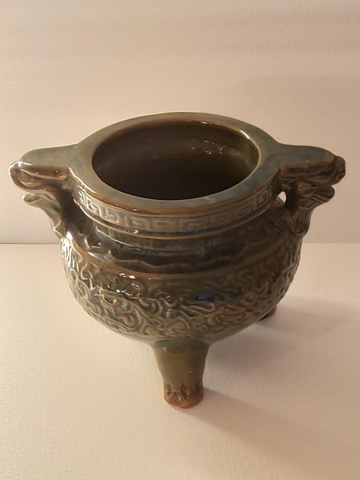 Tripod Ceramic Censer Bowl Possibly Leeds Burmantofts Pottery (1 of 5)