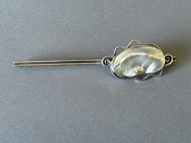 Arts & Crafts Victorian Silver & Blister Pearl Bar Brooch (1 of 7)