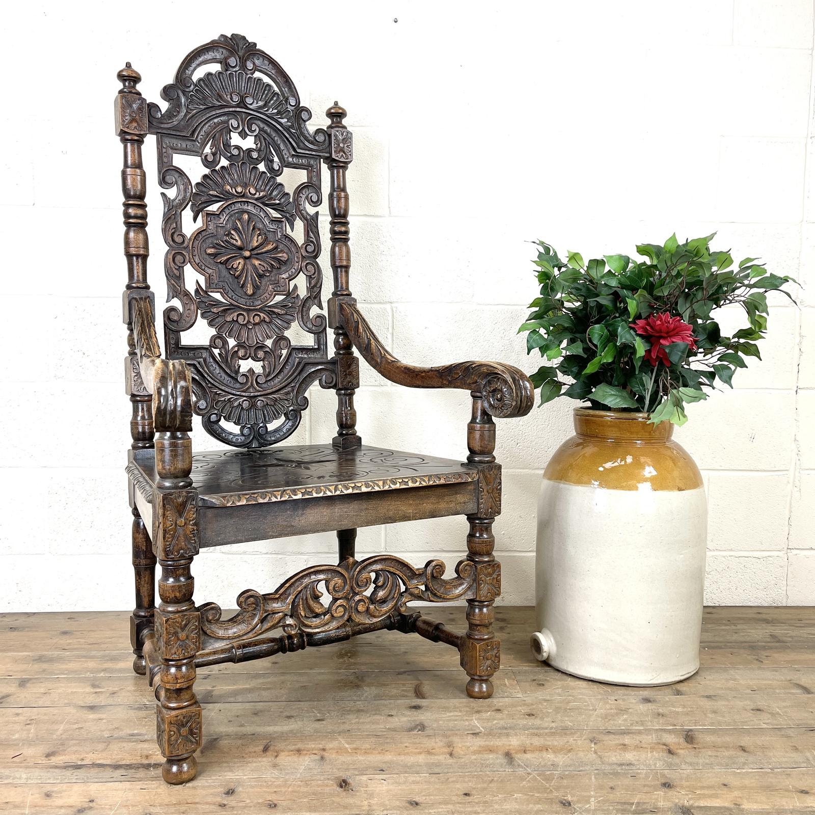Large Victorian Carved Oak Armchair (1 of 9) Large Victorian Carved Oak Armchair (1 of 9)