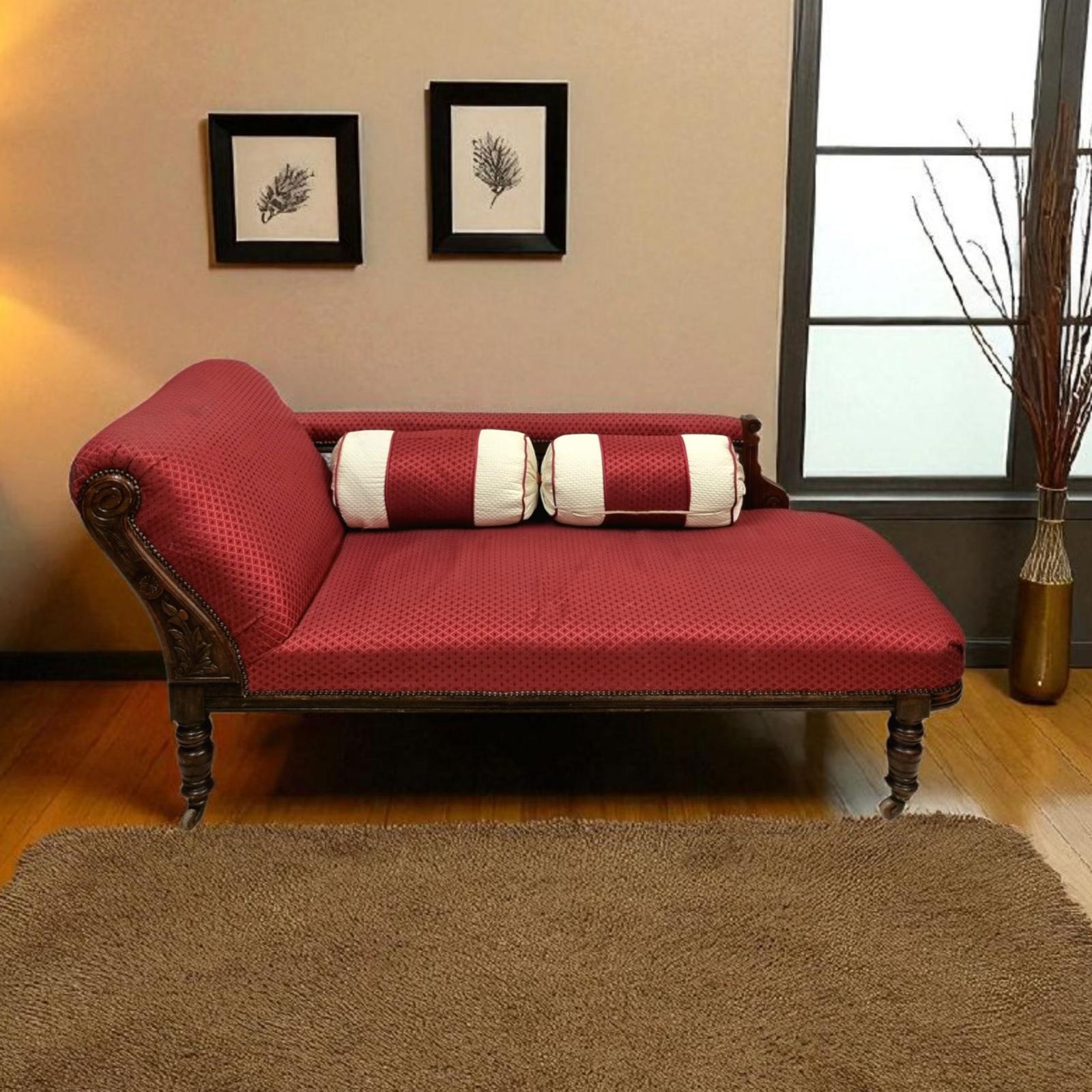 Antique Edwardian Chaise Longue / Solid Oak Frame / c.1910 (1 of 9)