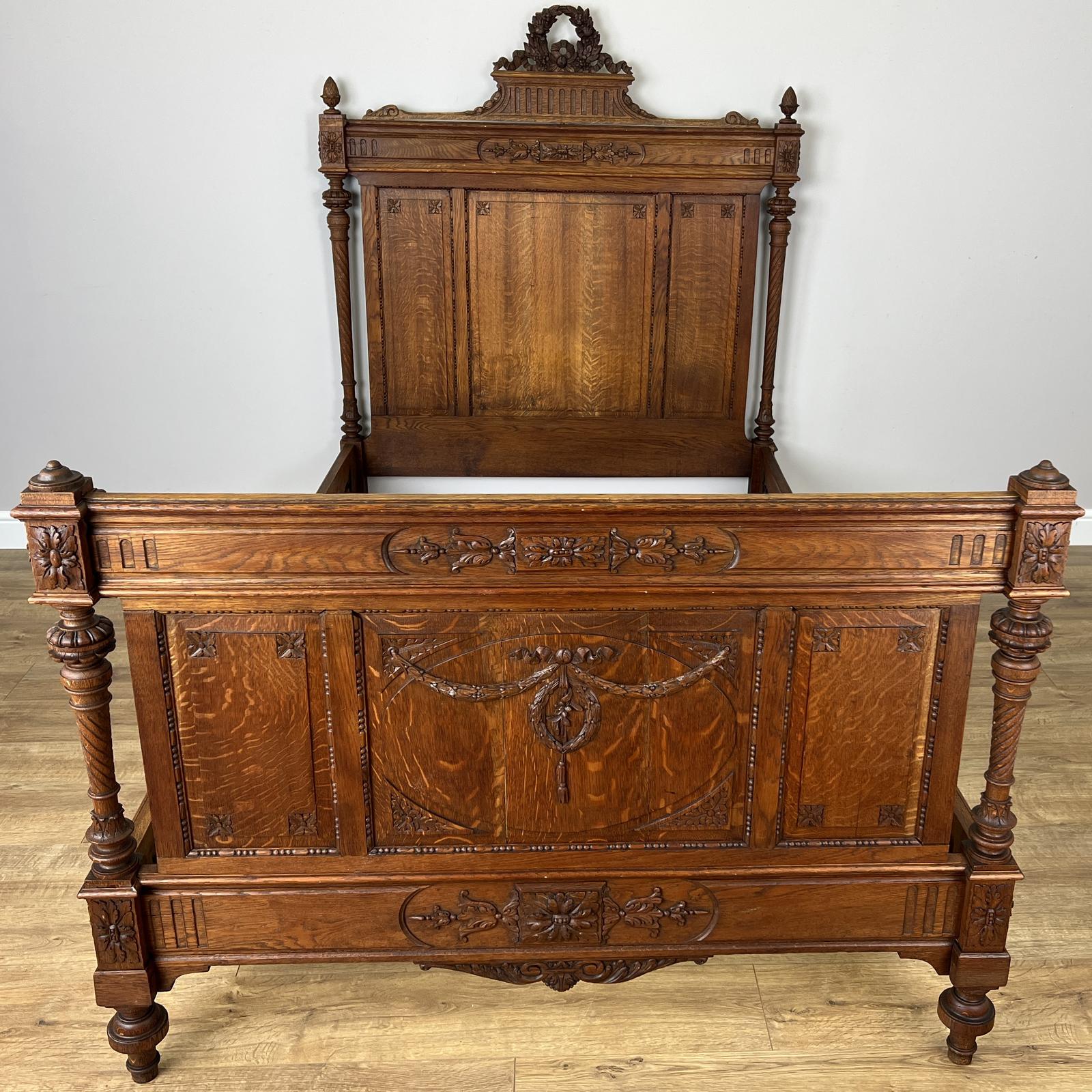 Bed Antique French Style Oak Double Bed Frame Carved Headboard (1 of 19) Bed Antique French Style Oak Double Bed Frame Carved Headboard (1 of 19)