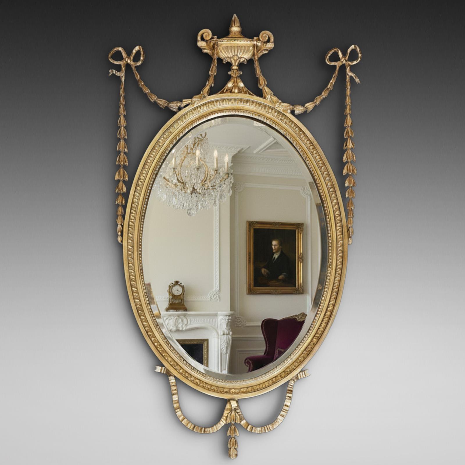 Late Victorian Adam Revival Giltwood Wall Mirror (1 of 5)