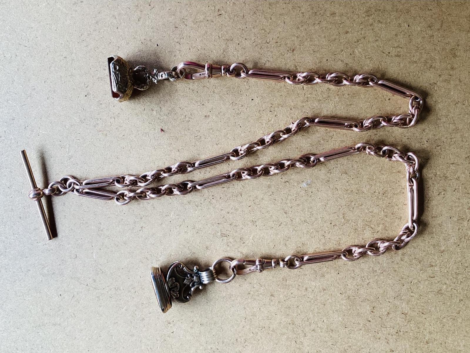 Fancy Link 9 Carat Rose Gold Double Albert (1 of 4)