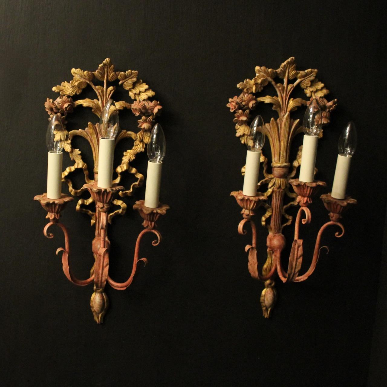 French Pair of Polychrome Wall Lights c.1930 (1 of 10)